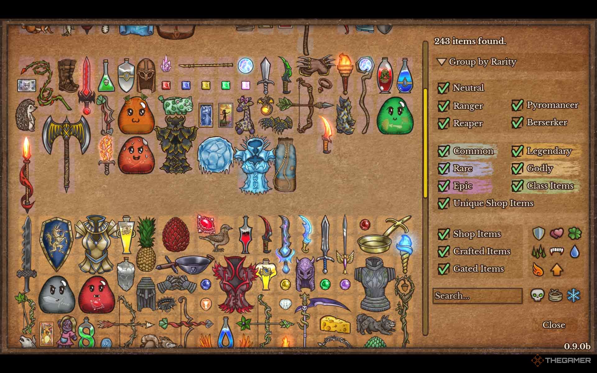 List of items grouped by rarity in Backpack Battles