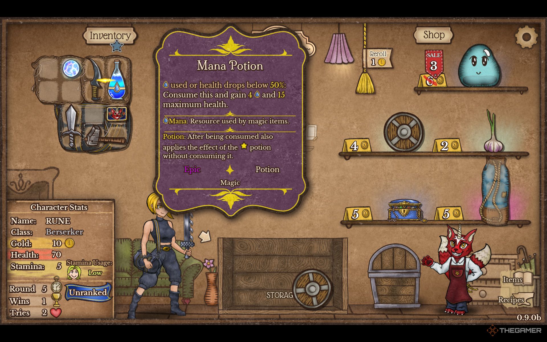 Making Mana potion in Backpack Battles