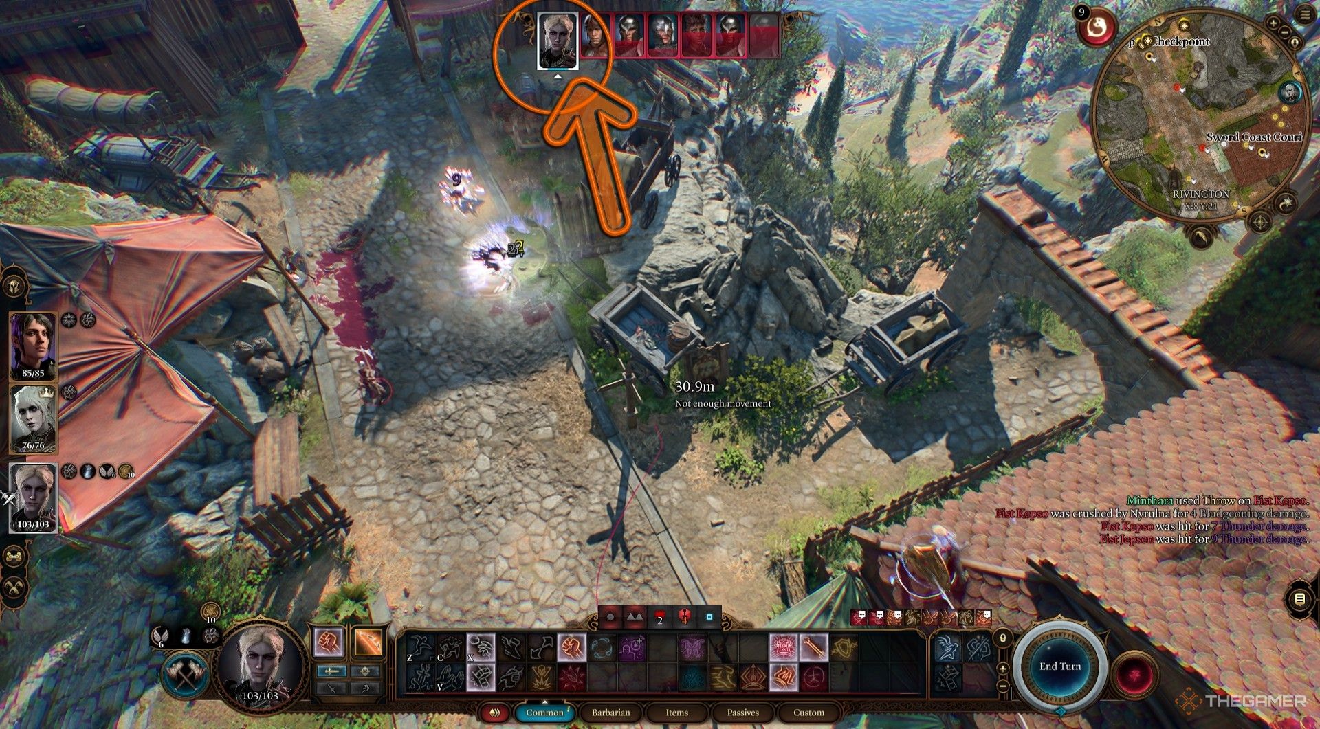 Highlighted turn order shows Minthara makes first move in Baldur&rsquo;s Gate 3.