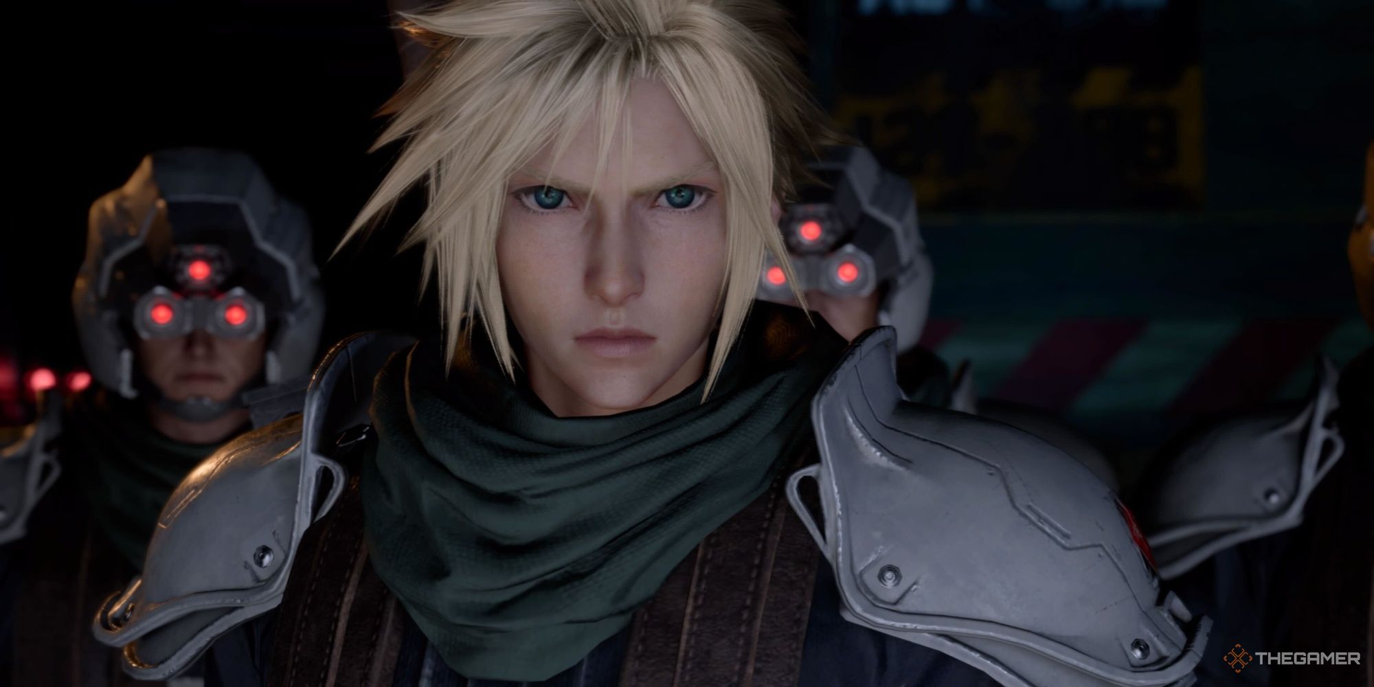 cloud standing with shinra soldiers in final fantasy 7 rebirth