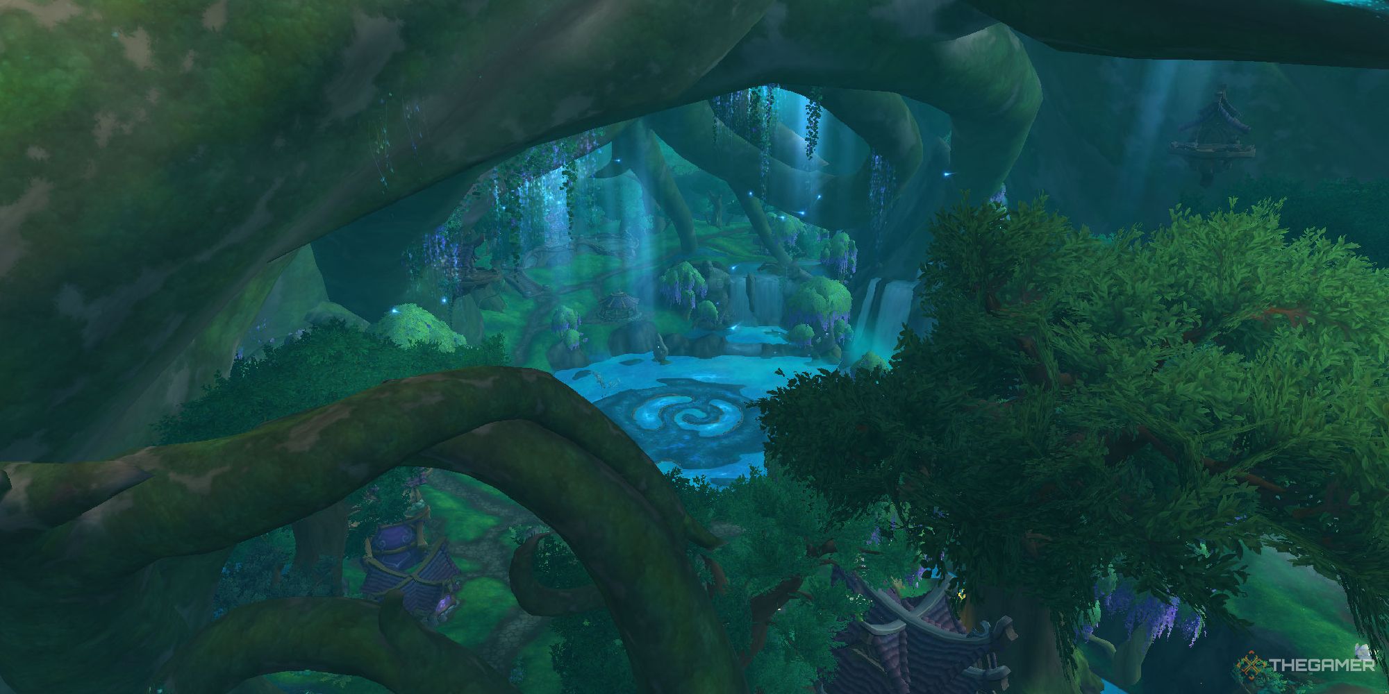 An over-the-trees look into Bel'ameth in Amirdrassil.
