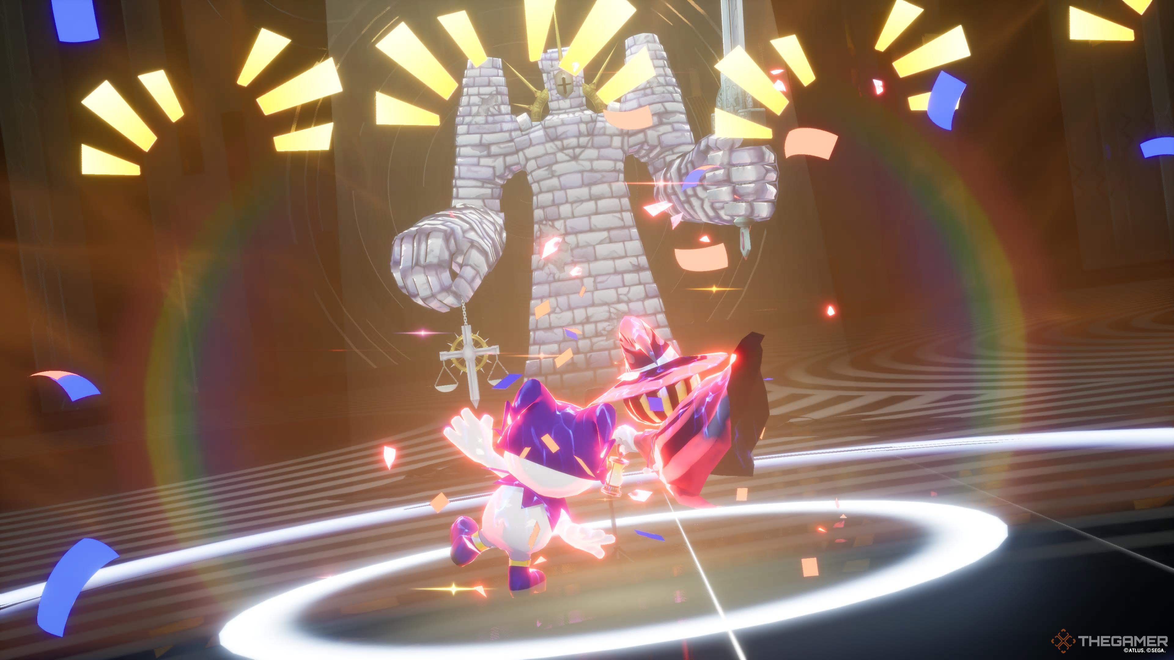 Persona 3 Reload jack Frost and Jack-o-lantern attacking High Judge of Hell