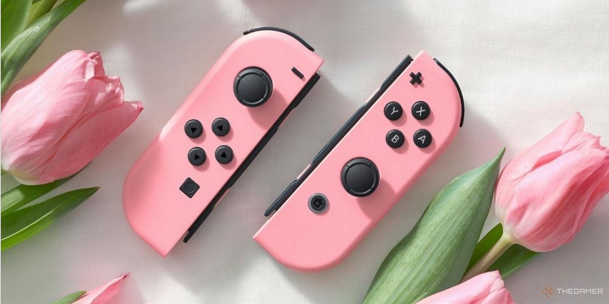 princess peach showtime joy-con with pink tulips