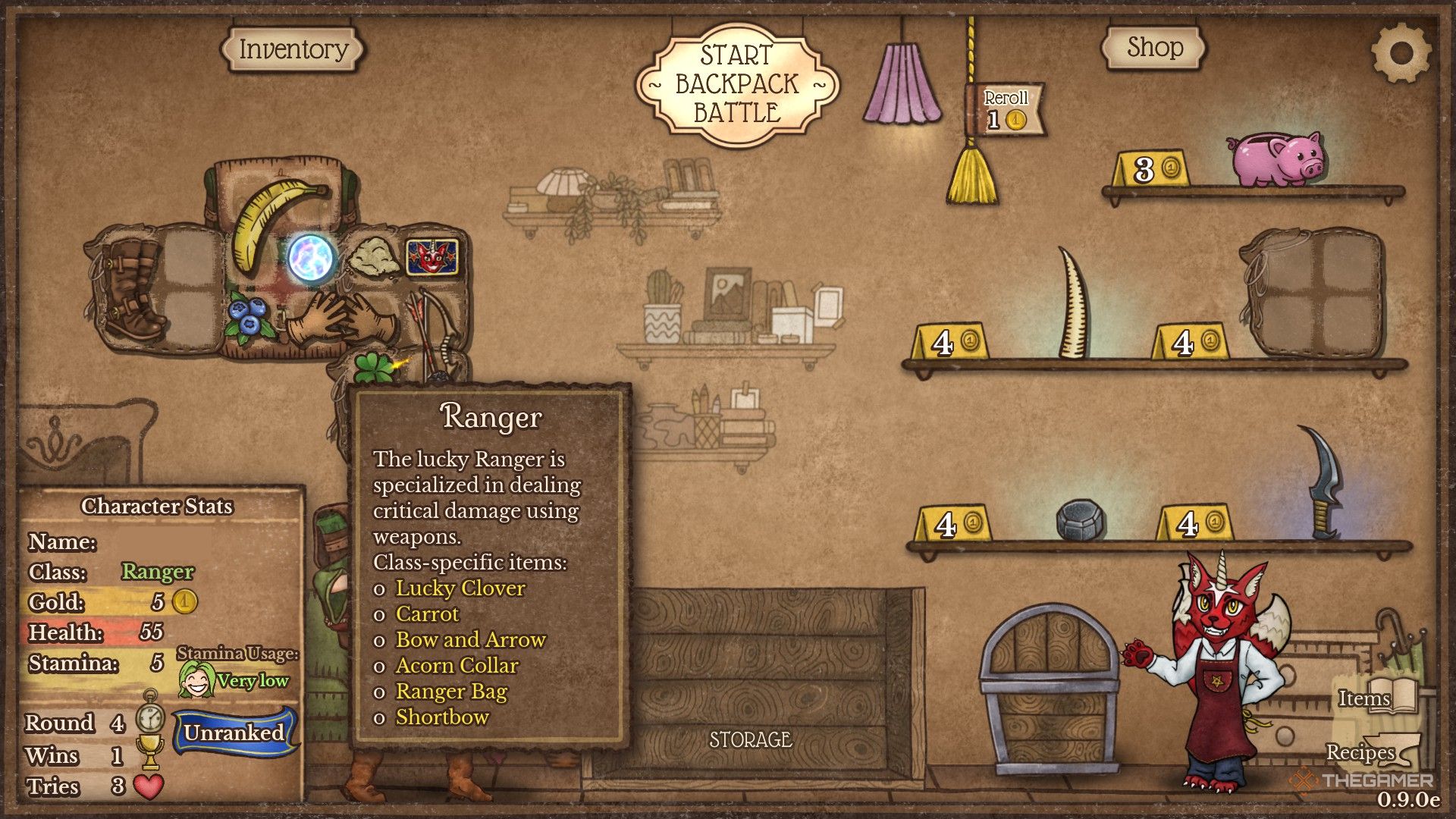 an early bag for the Ranger in Backpack Battles
