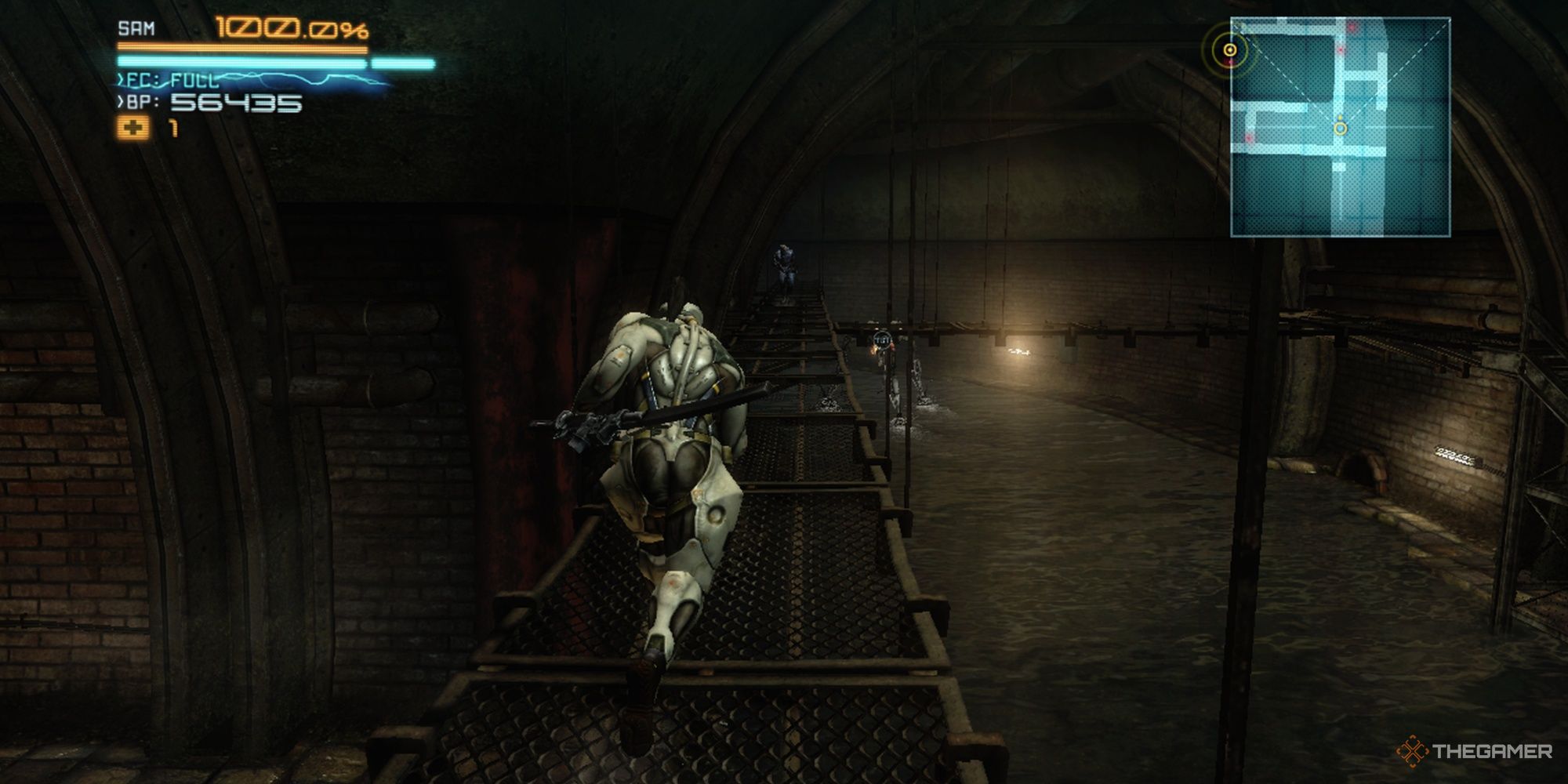 Sam walking through the sewers in the Metal Gear Rising DLC