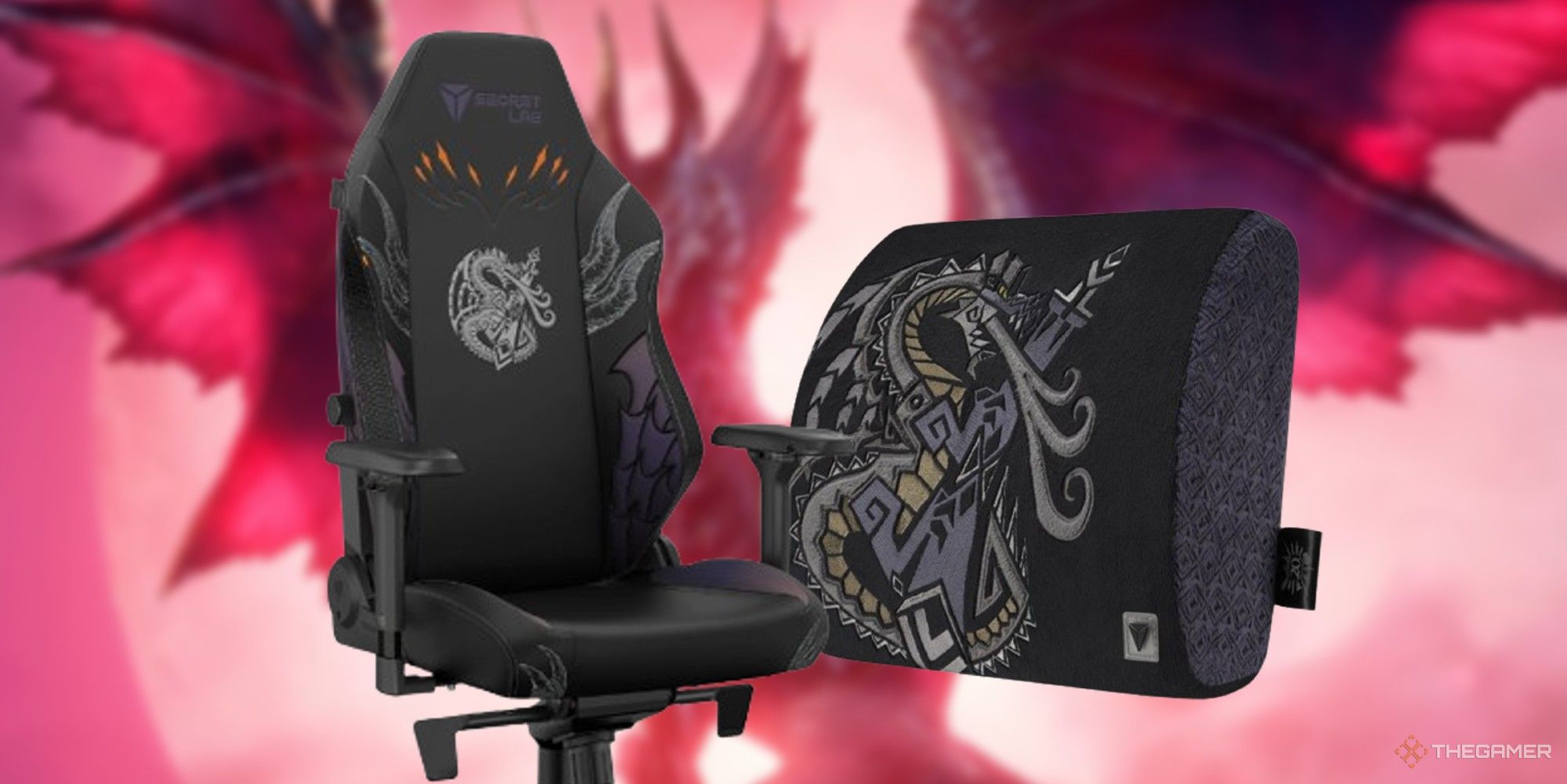secretlab's monster hunter fatalis titan evo chair and pillow