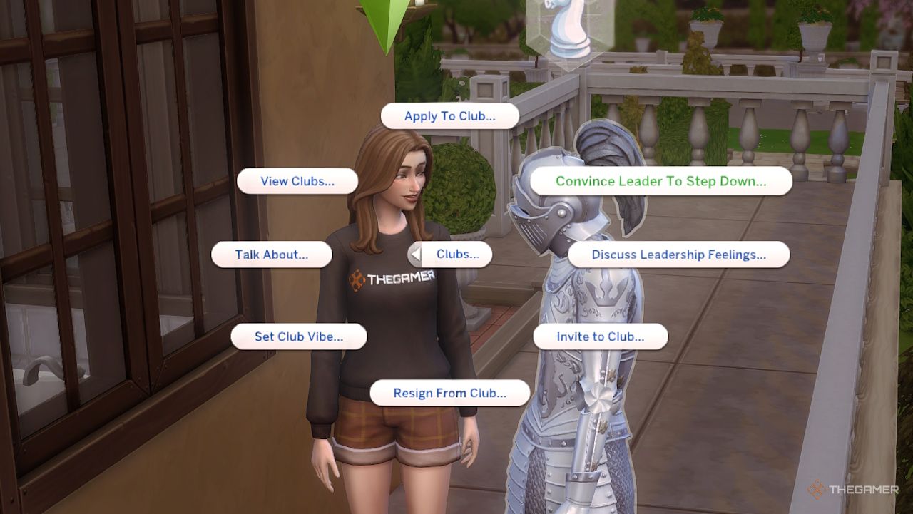 A Sim chooses to convince their club leader to step down