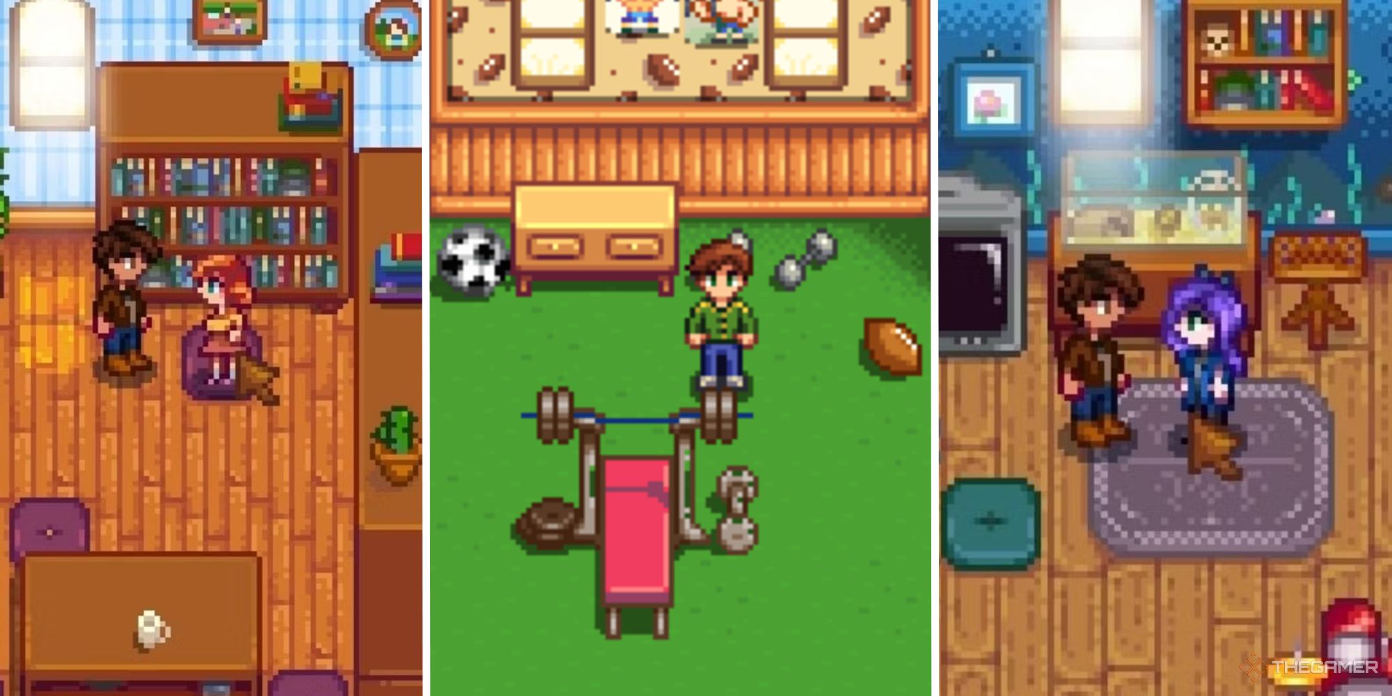 stardew valley rooms of abigail, penny, and alex in farmhouse