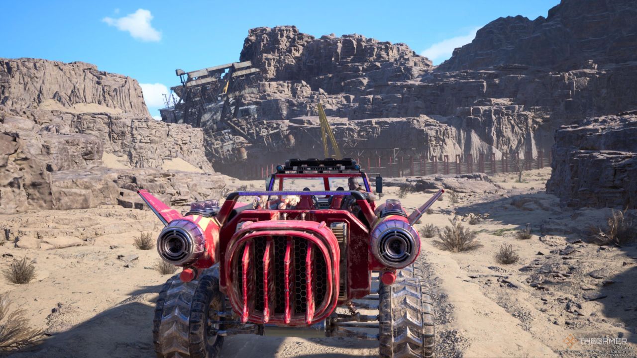 A player driving the Buggy around the Corel region in Final Fantasy 7 Rebirth.