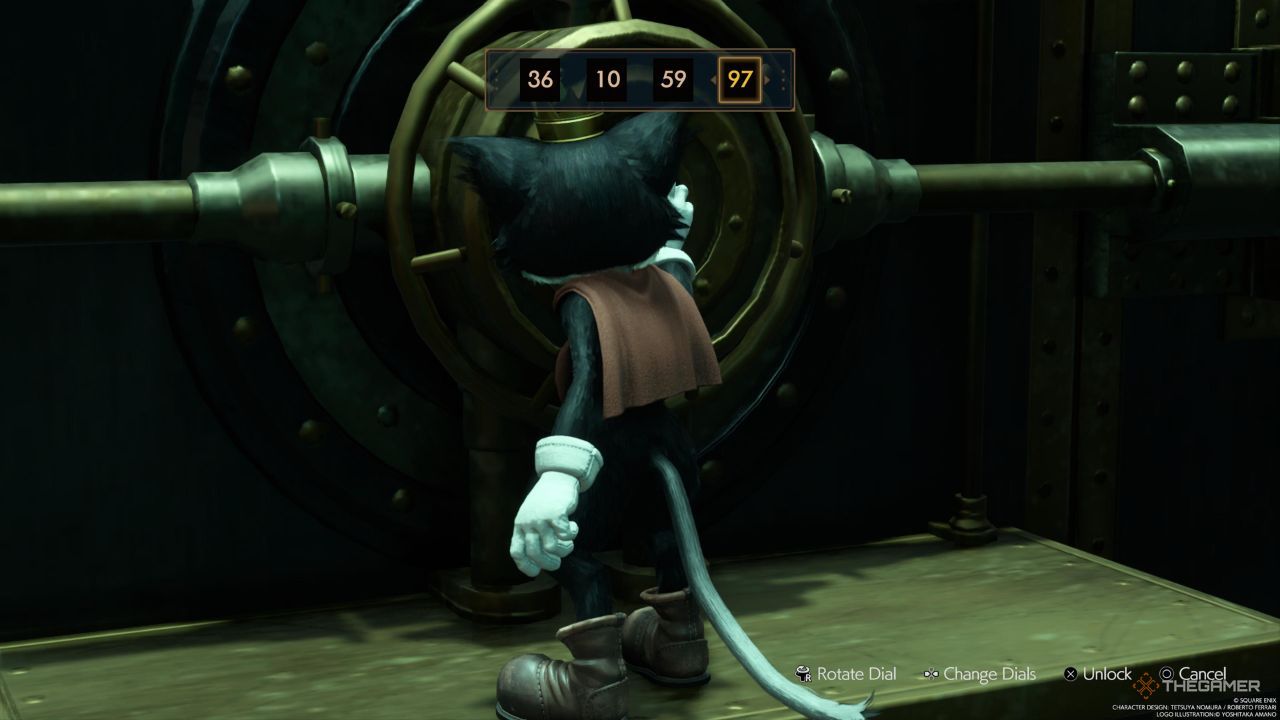 A player inputting the code to the vault in Shinra Mansion in Final Fantasy 7 Rebirth.
