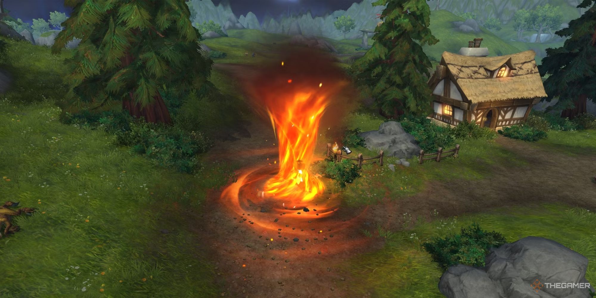 Using Fire Whirl to chase and damage enemies in World of Warcraft Plunderstorm