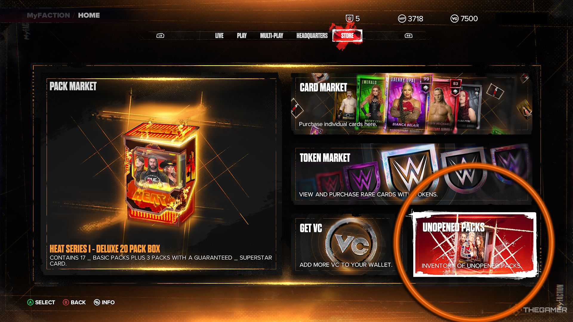 WWE 2K24 Screenshot Of MyFaction Unopened Packs