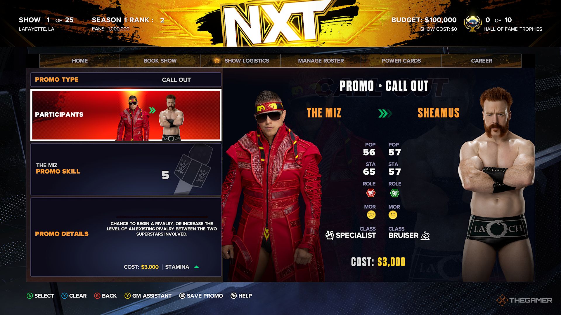 WWE 2K24 Screenshot Of A MyGM Call Out Promo With The Miz and Sheamus