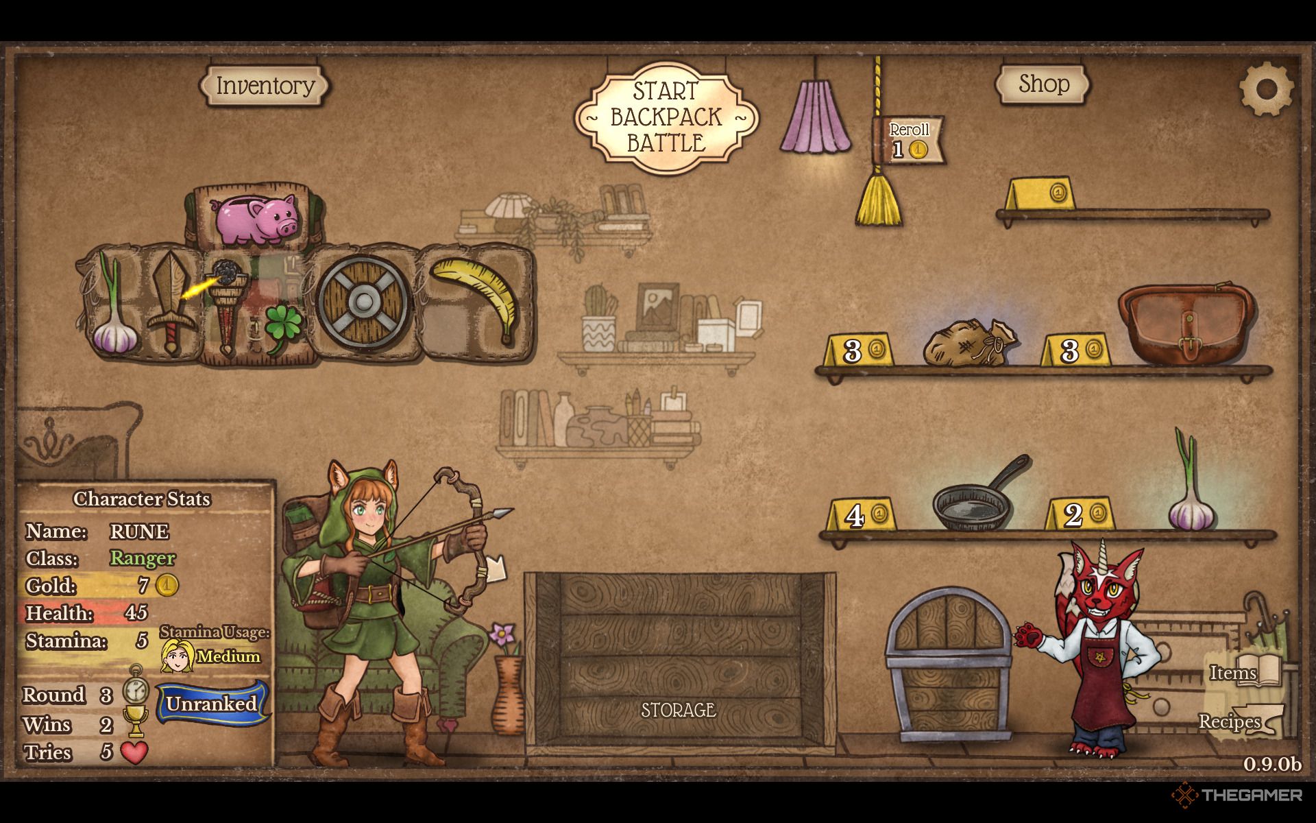 Yellow line between wooden sword and coal in Backpack Battles