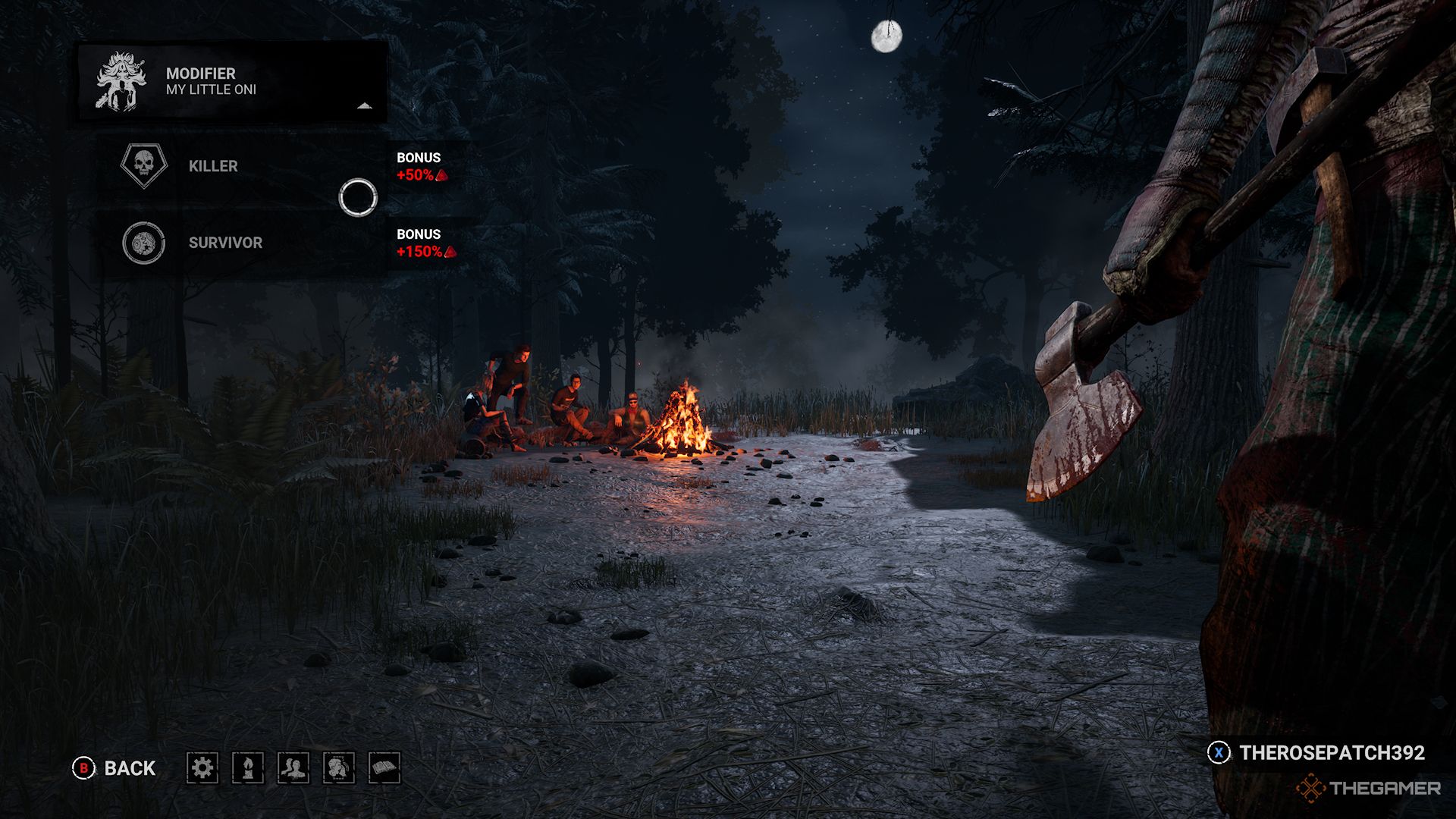 Screenshot of Dead By Daylight lobby screen with the Modifier options.