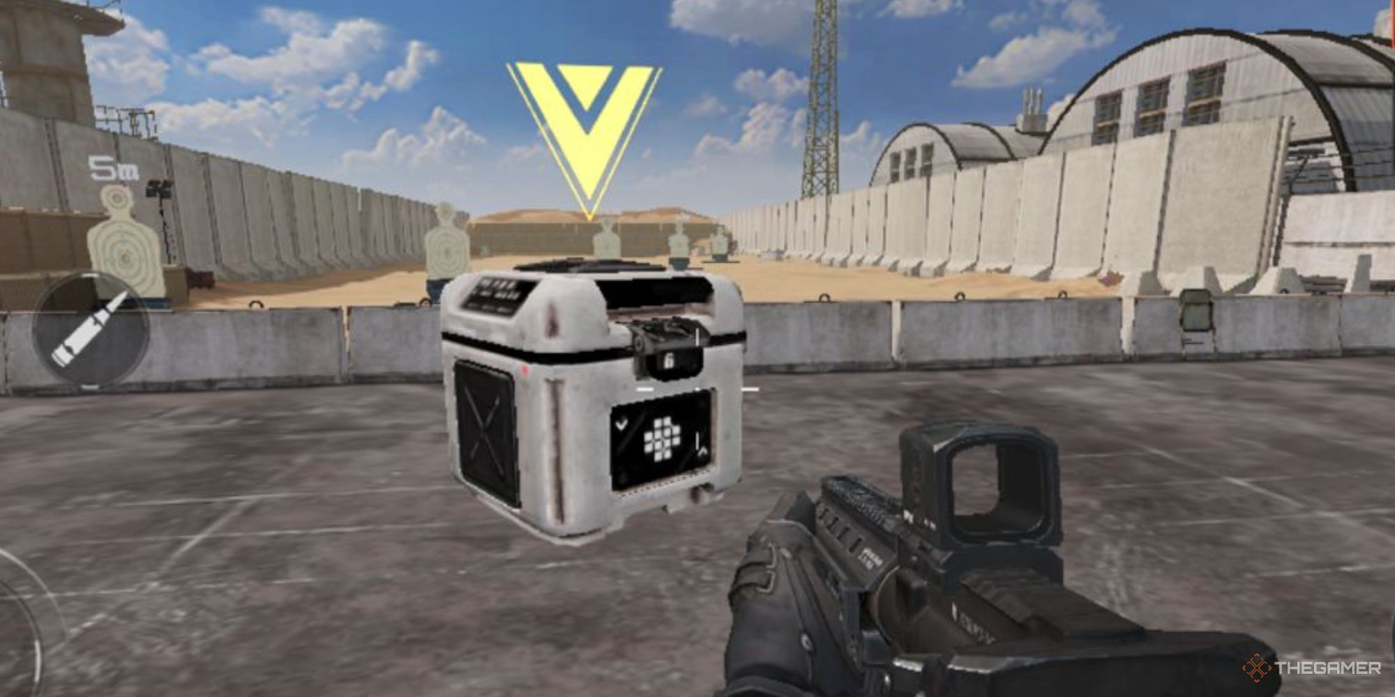 A player approaching an airdrop in Blood Strike.