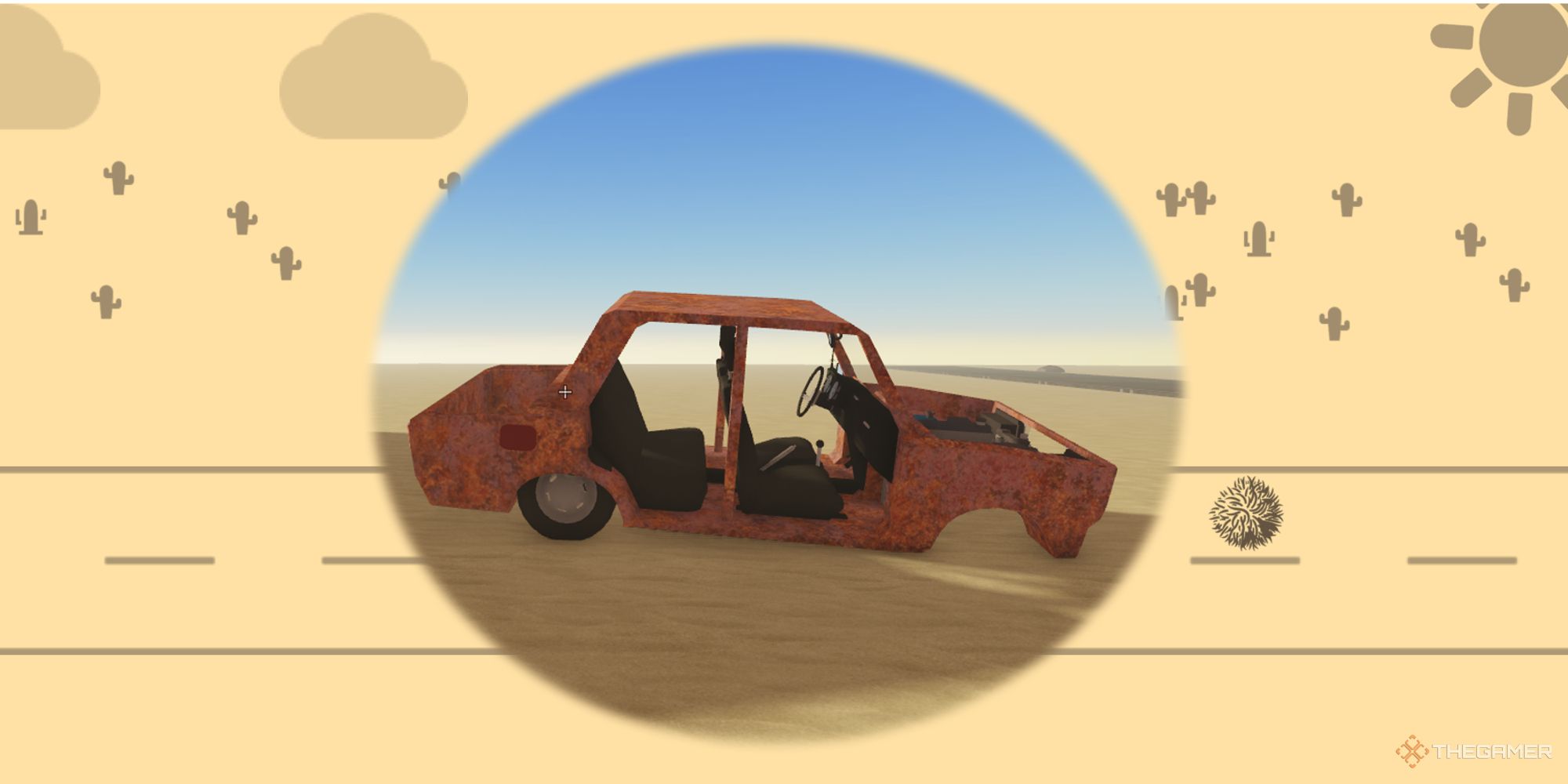 The Dusty Trip loading screen with the starting car in front in Roblox.