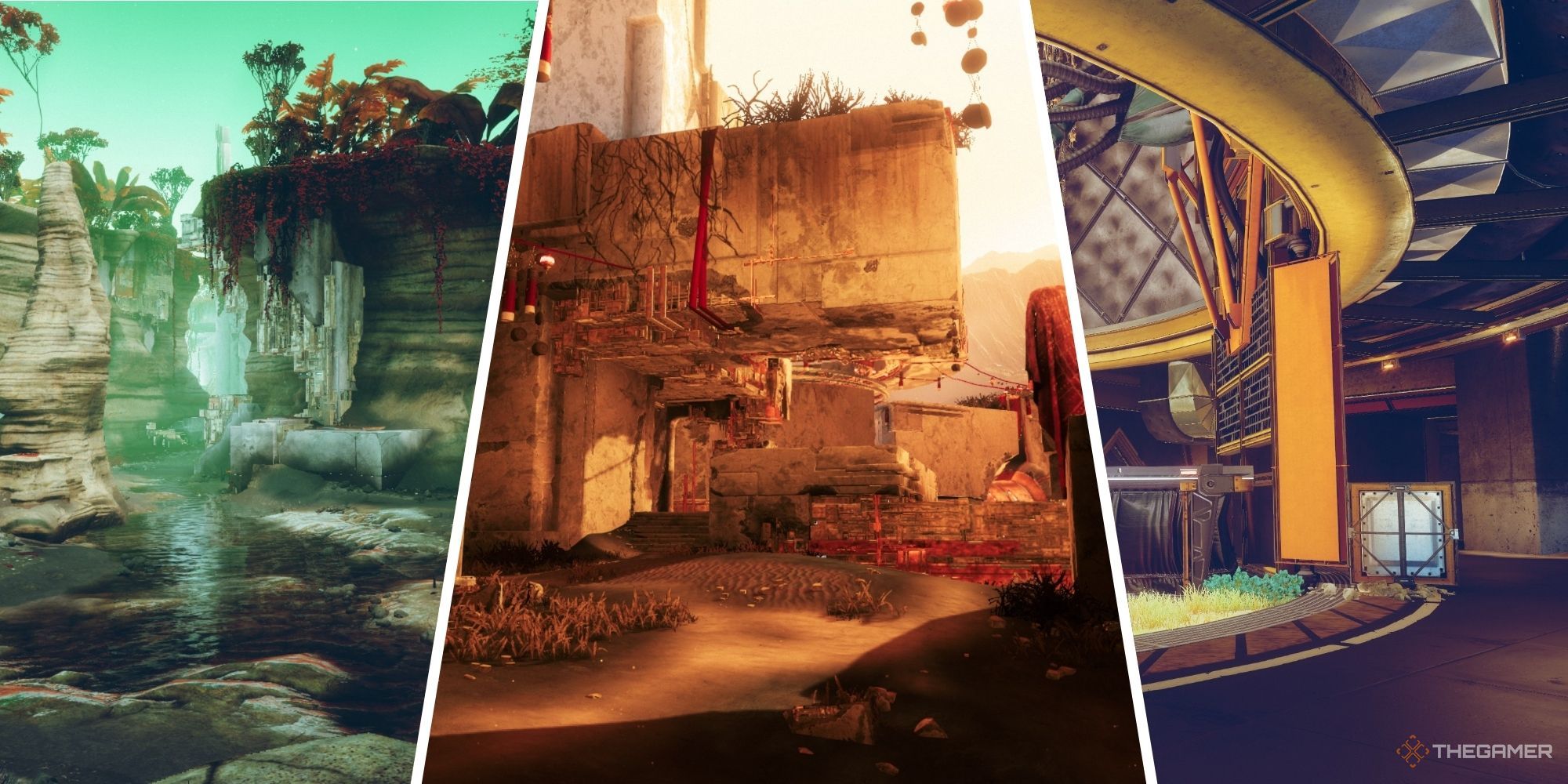 Destiny 2 Split image of Endless Vale, Altar of Flame, and Javelin-4 Crucible maps