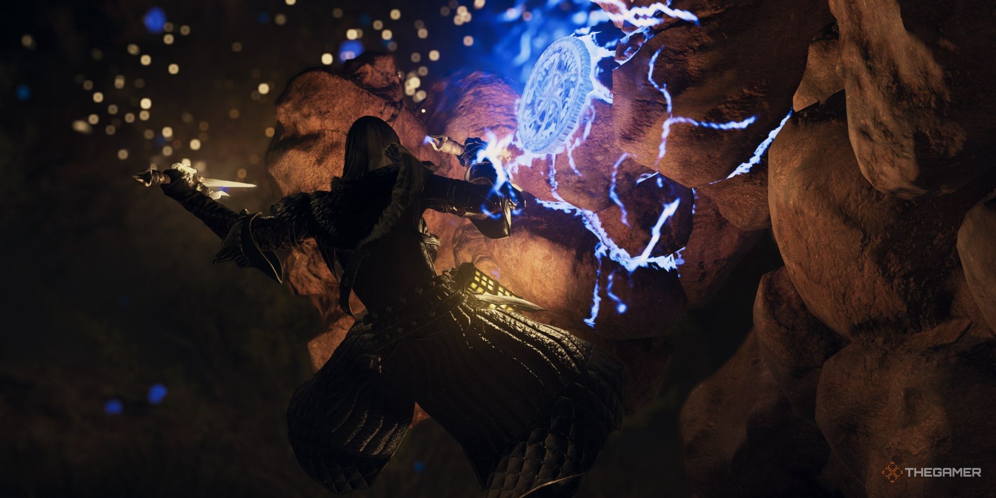 Dragon&rsquo;s Dogma 2 Warfarer Grabbing Onto Golem