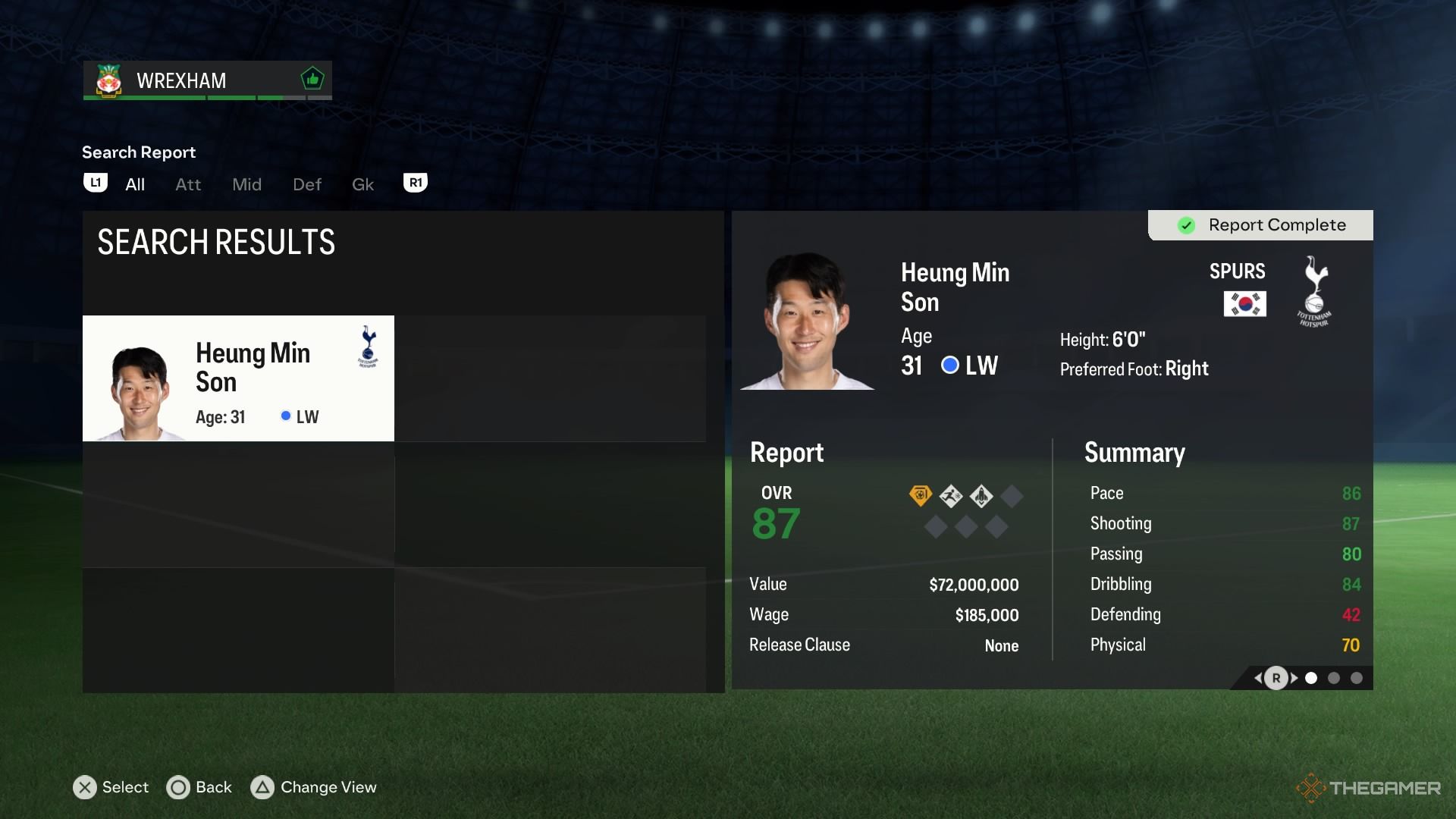 Image showing Heung-min Son stats in EA Sports FC 24 
