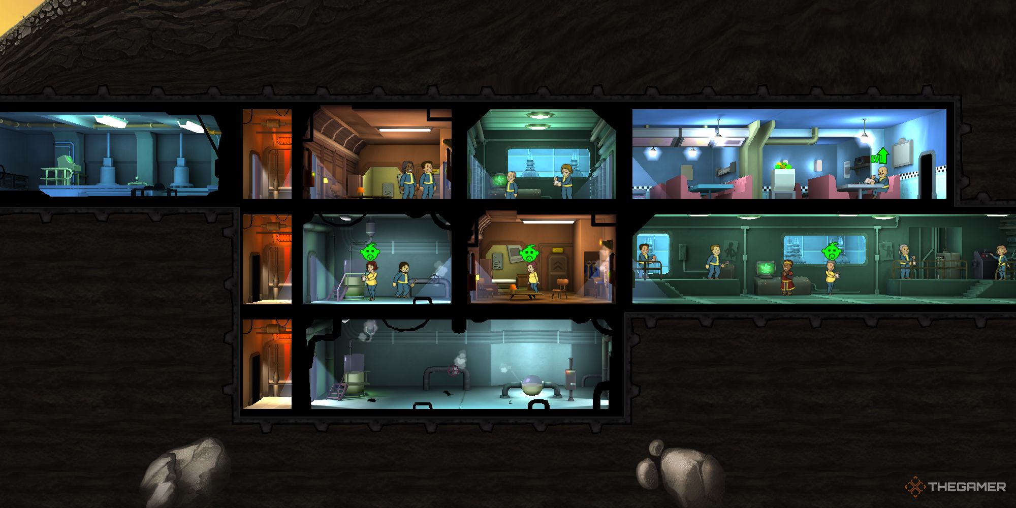 rooms in a vault in Fallout Shelter