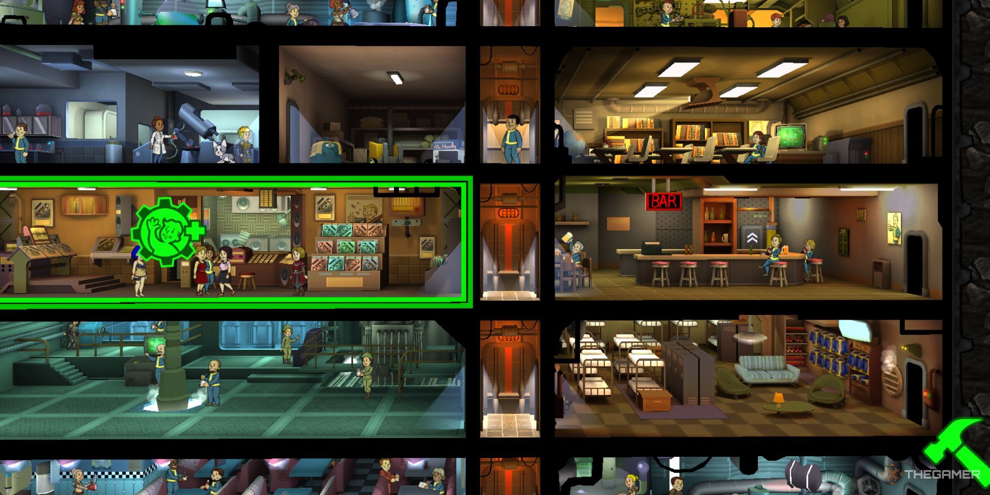 Fallout Shelter Radio Station which uses Charisma next to Bar, which teach Charisma