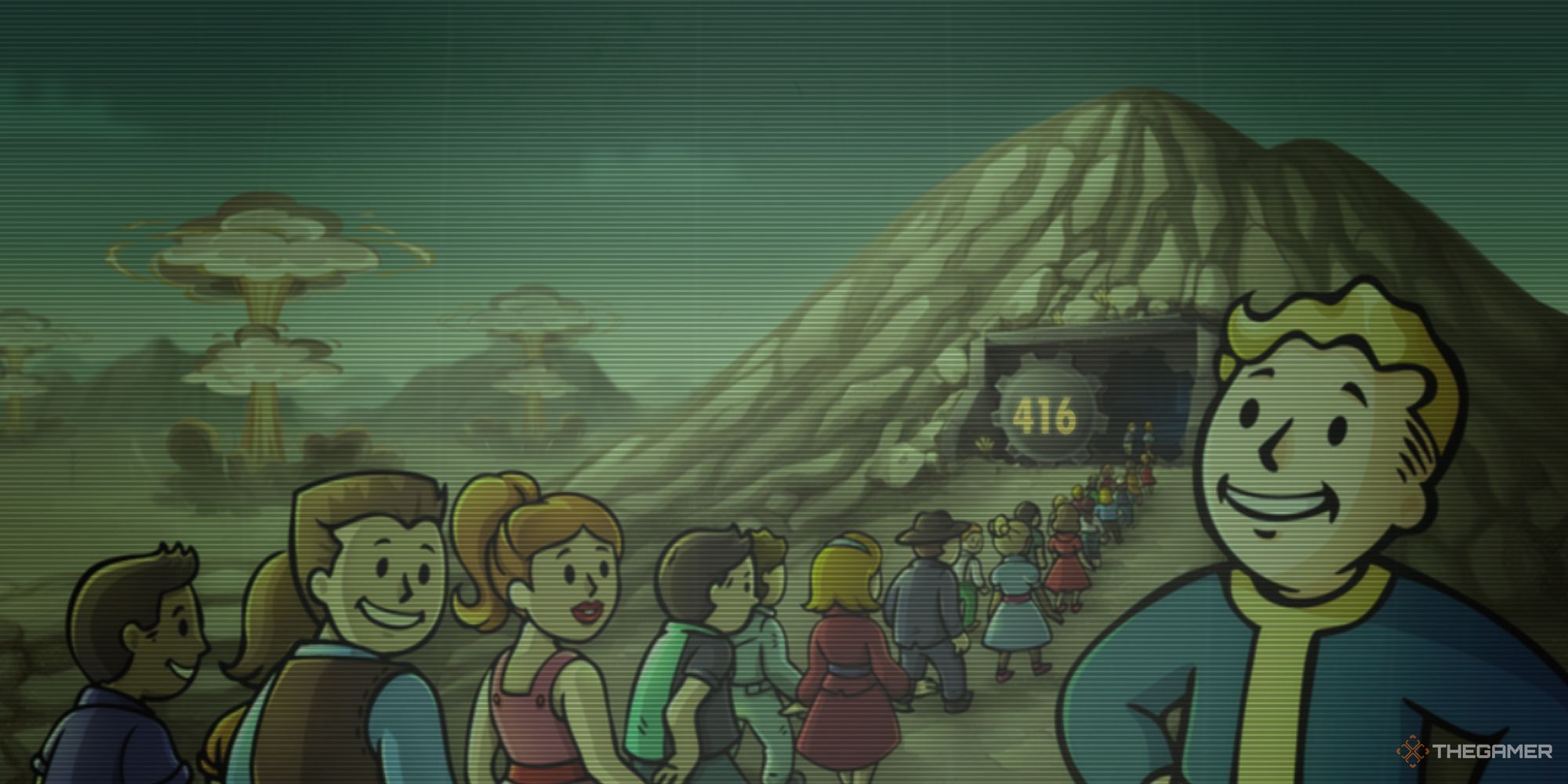 Fallout Shelter dwellers entering vault