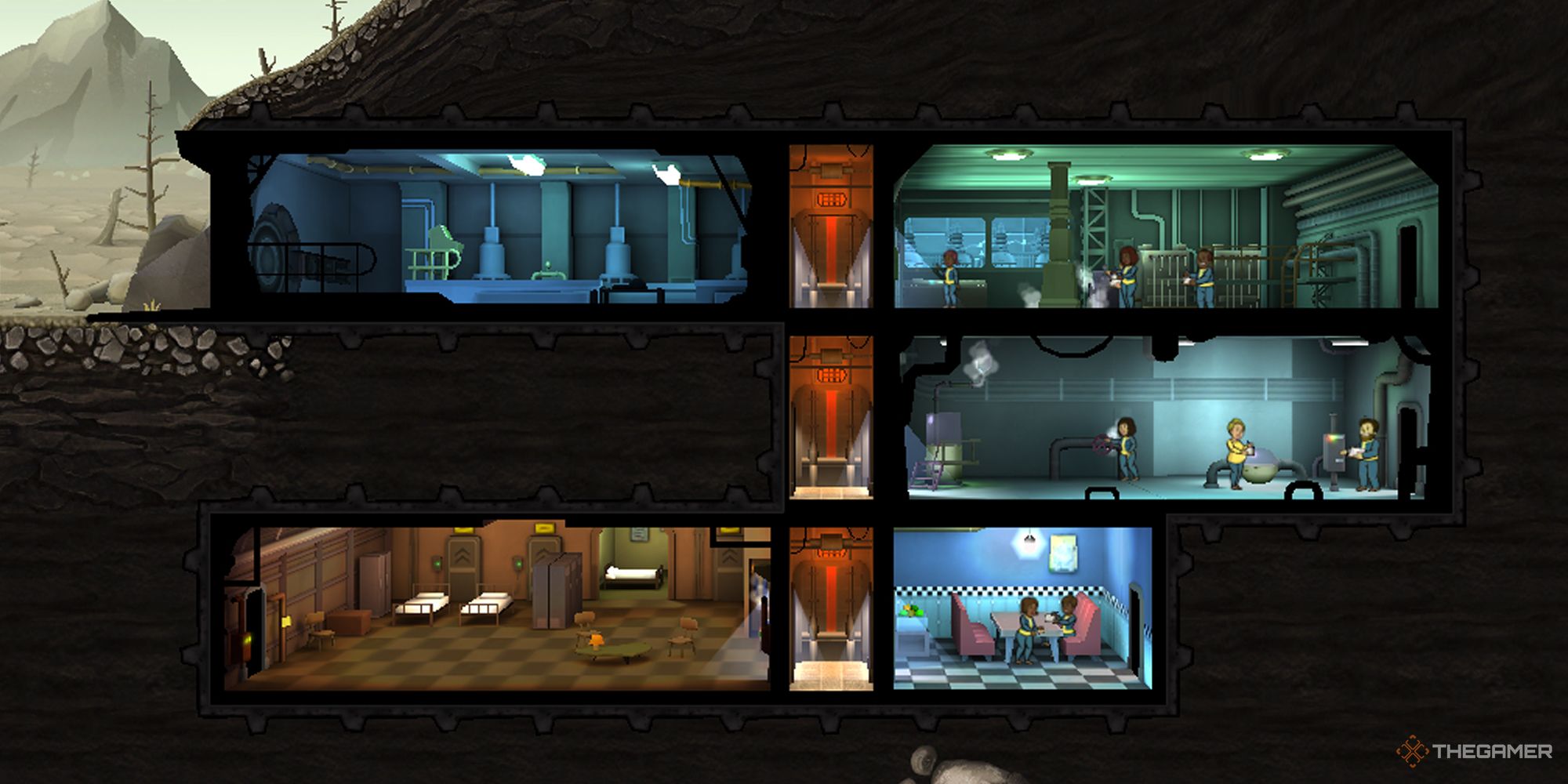 Fallout Shelter dwellers in a vault