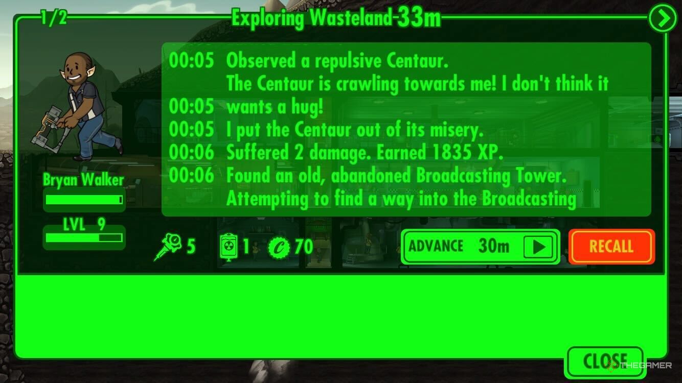 Fallout Shelter exploring the wasteland