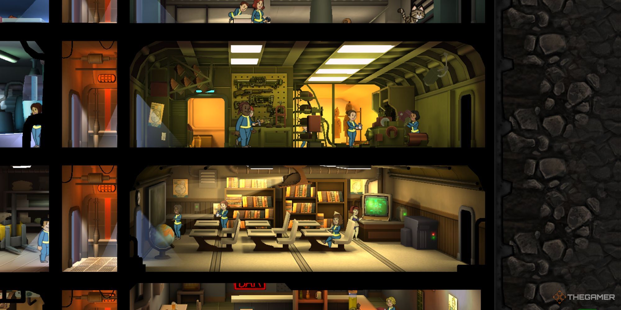 Fallout Shelter SPECIAL training rooms, one on top of the other