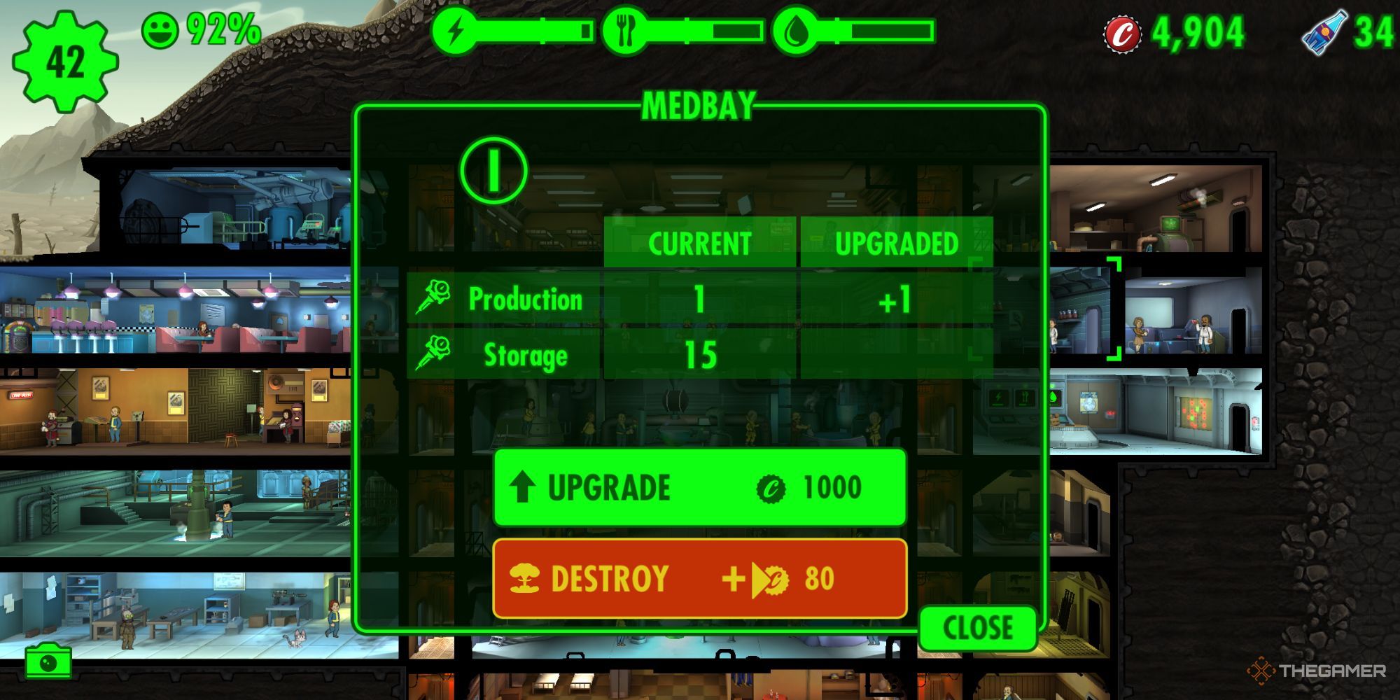 Fallout Shelter Upgrade Screen For Medbay