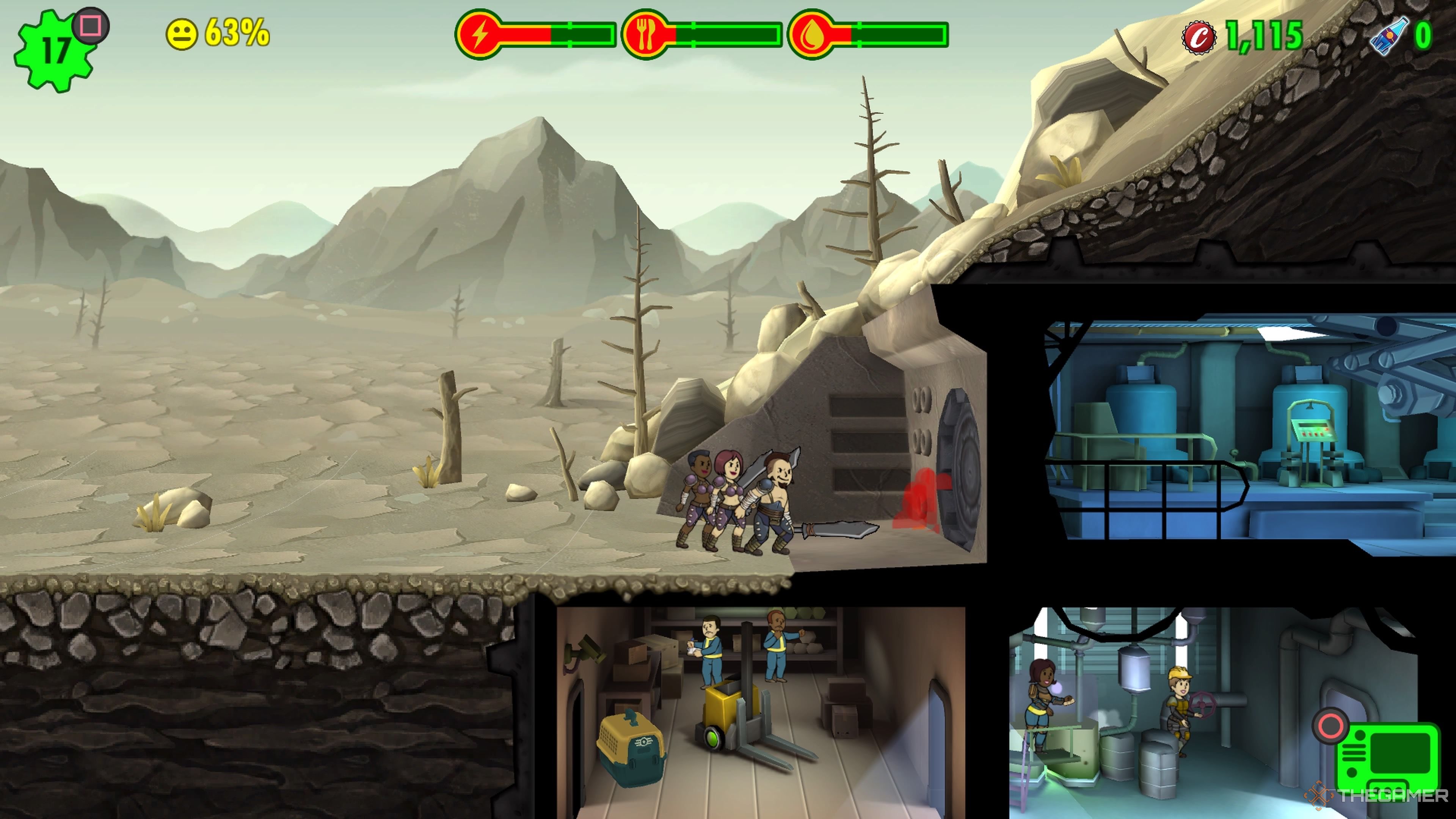 Group of Raiders at the Vault Door in Fallout Shelter