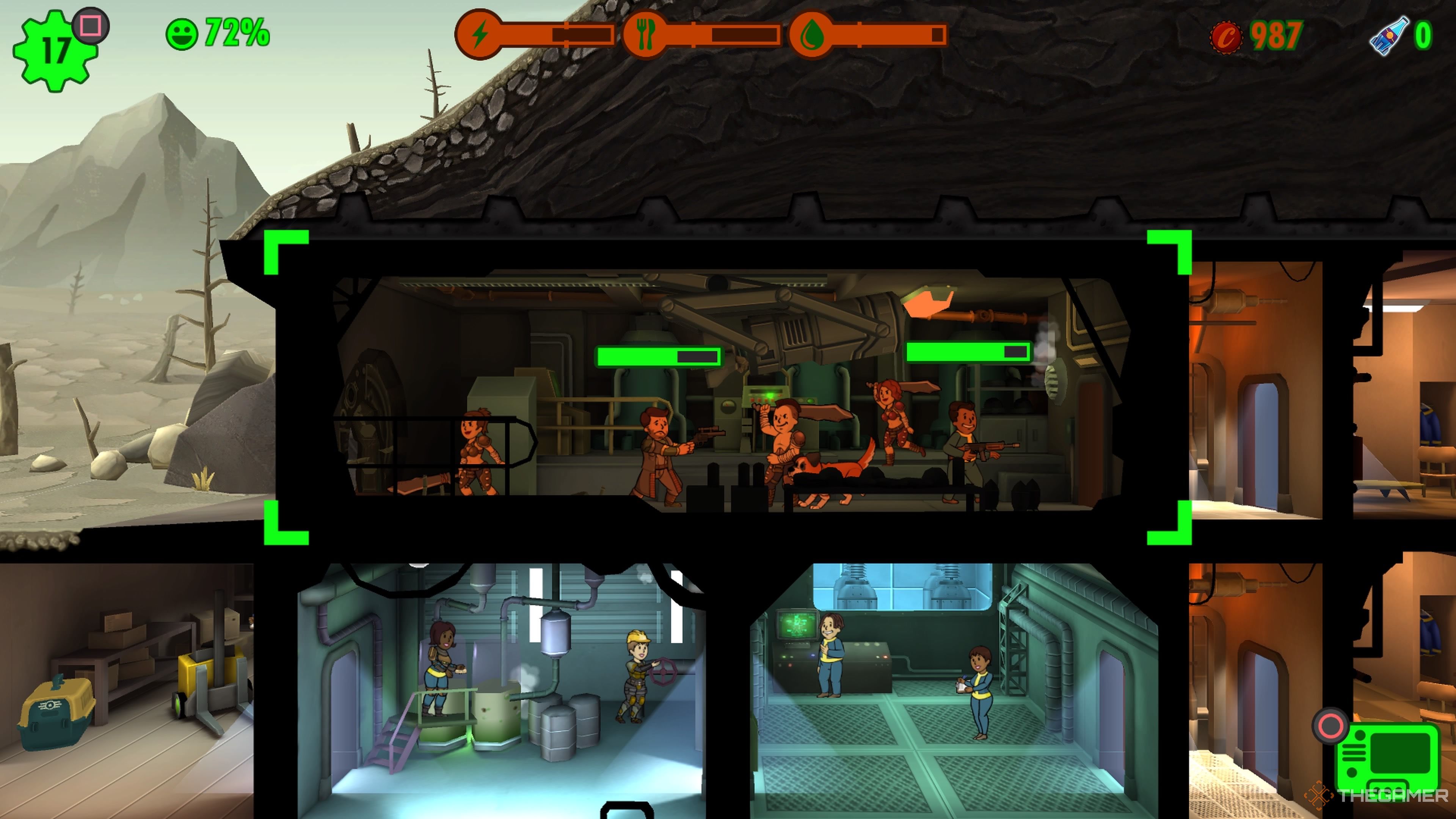 Dwellers fighting a Raider Attack at the Vault Door in Fallout Shelter