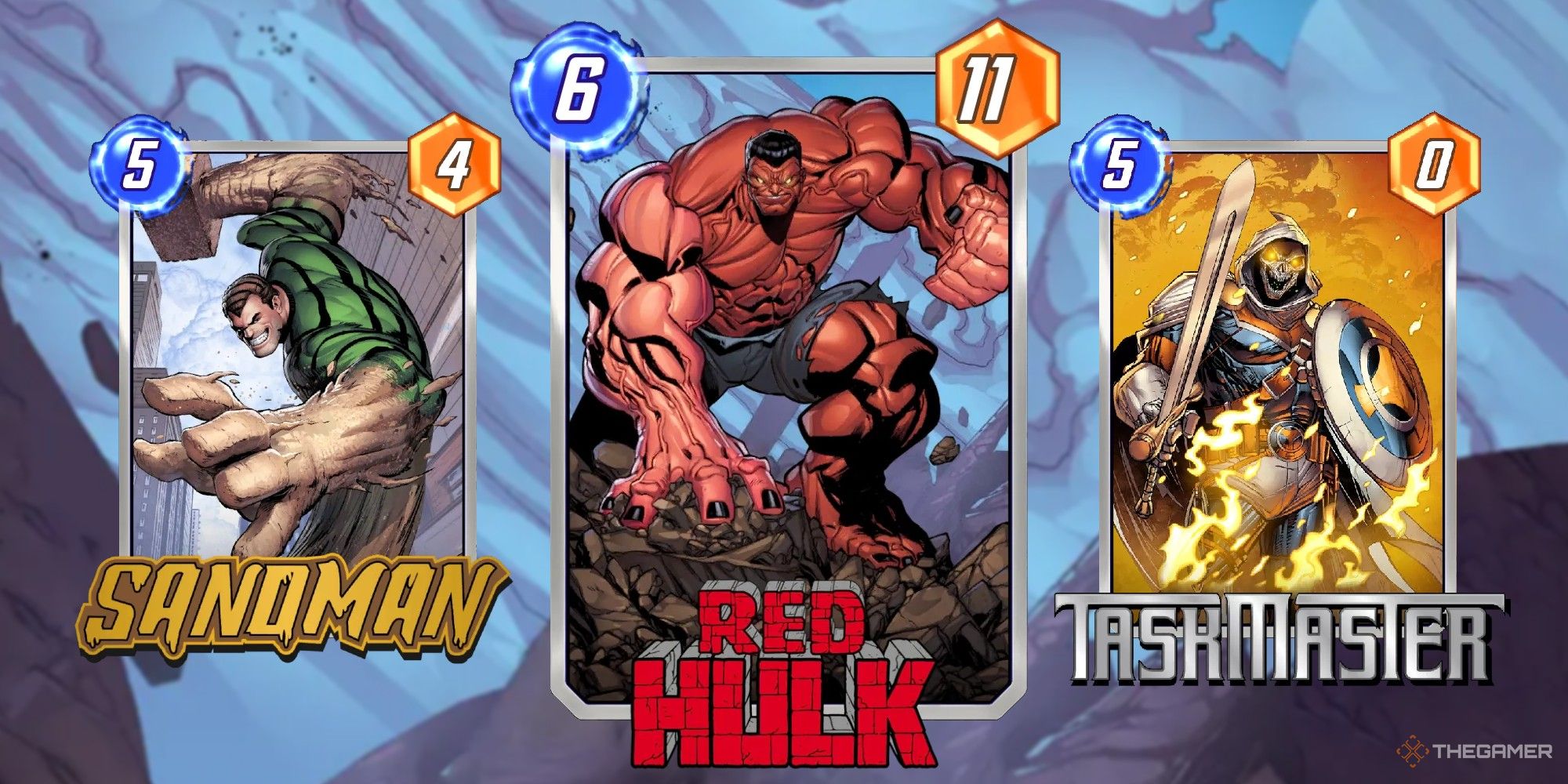 Marvel Snap Cards sandman, redhulk and taskmaster