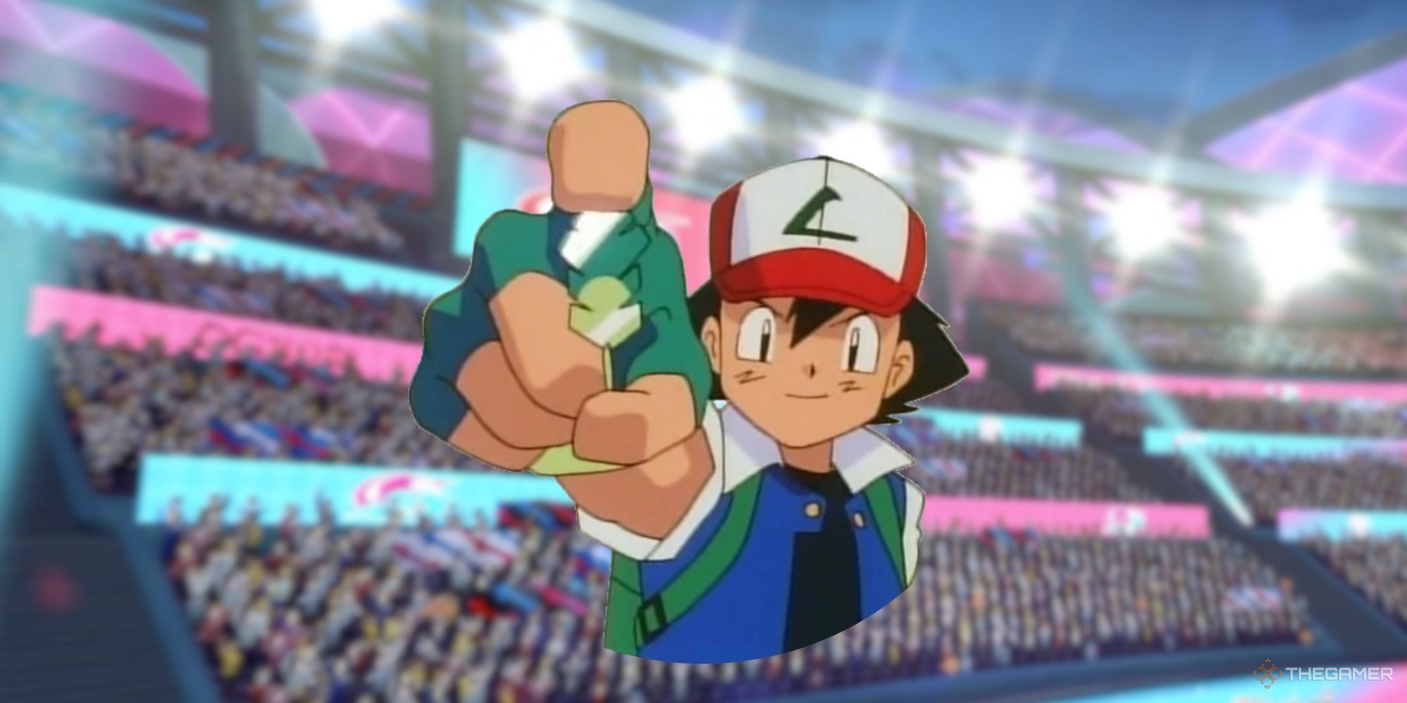 Pokemon How Many Badges Are There Ash Holding the Earth Badge