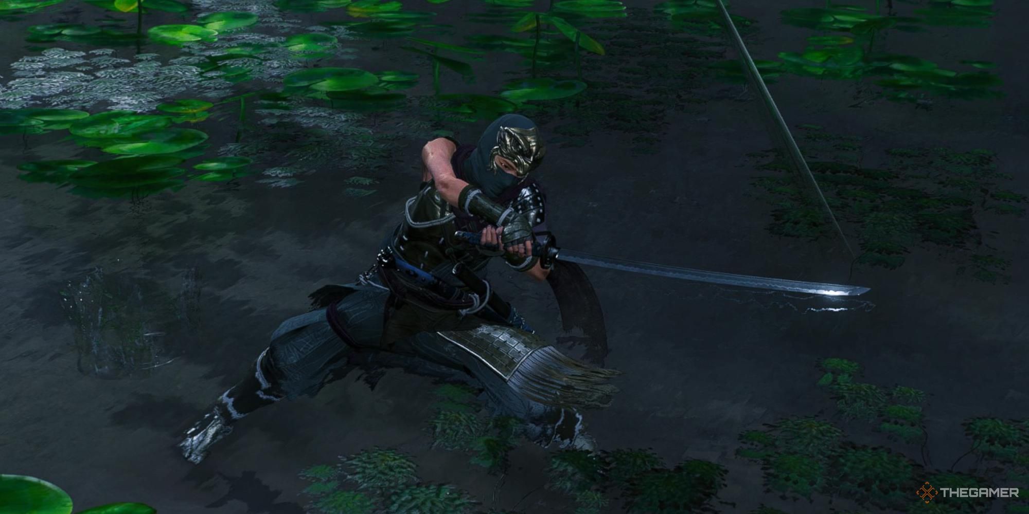 A character swinging a sword in Rise of the Ronin
