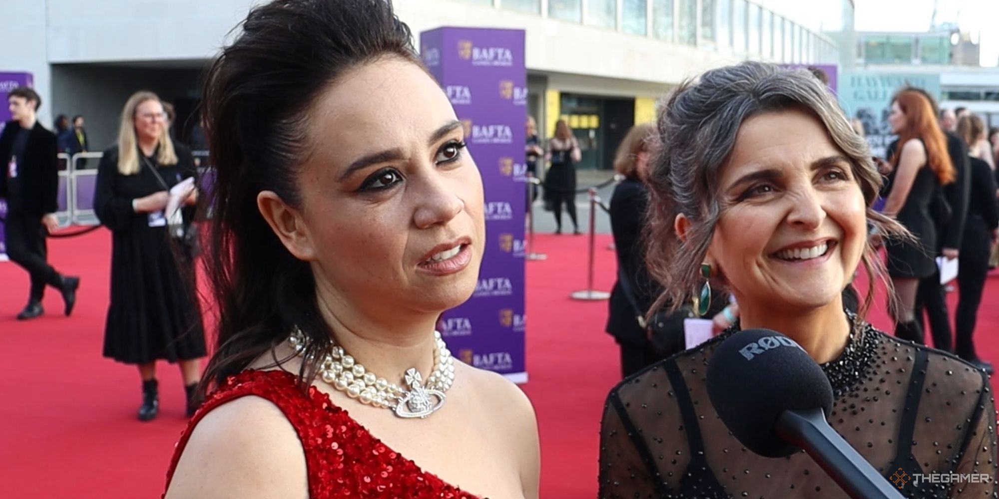 Samantha Béart and Tracy Wiles on the BAFTA Games Awards red carpet