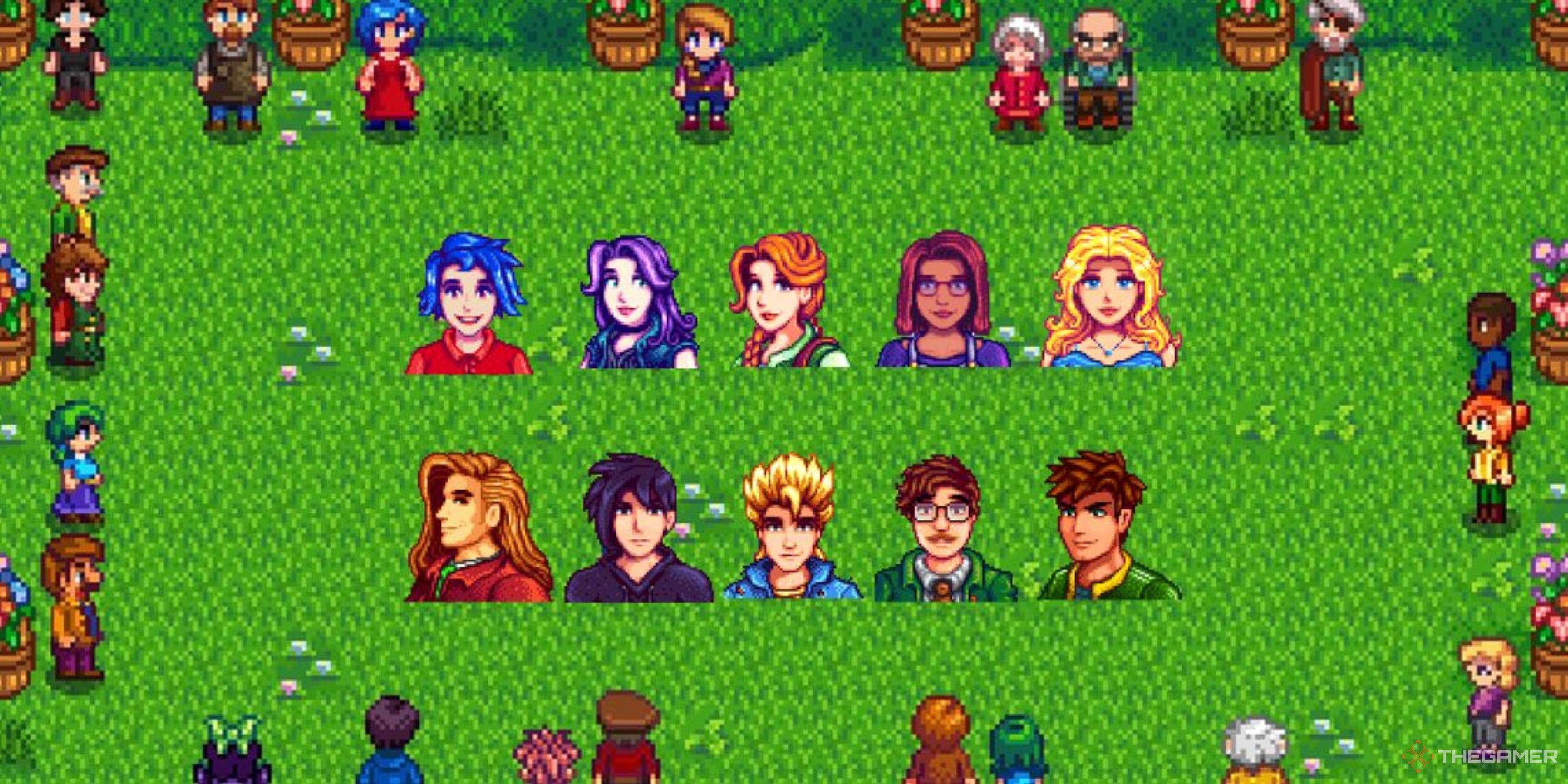 Stardew Valley photoshopped image showing the game's dating options at the flower dance, a prom like event that forms trust
