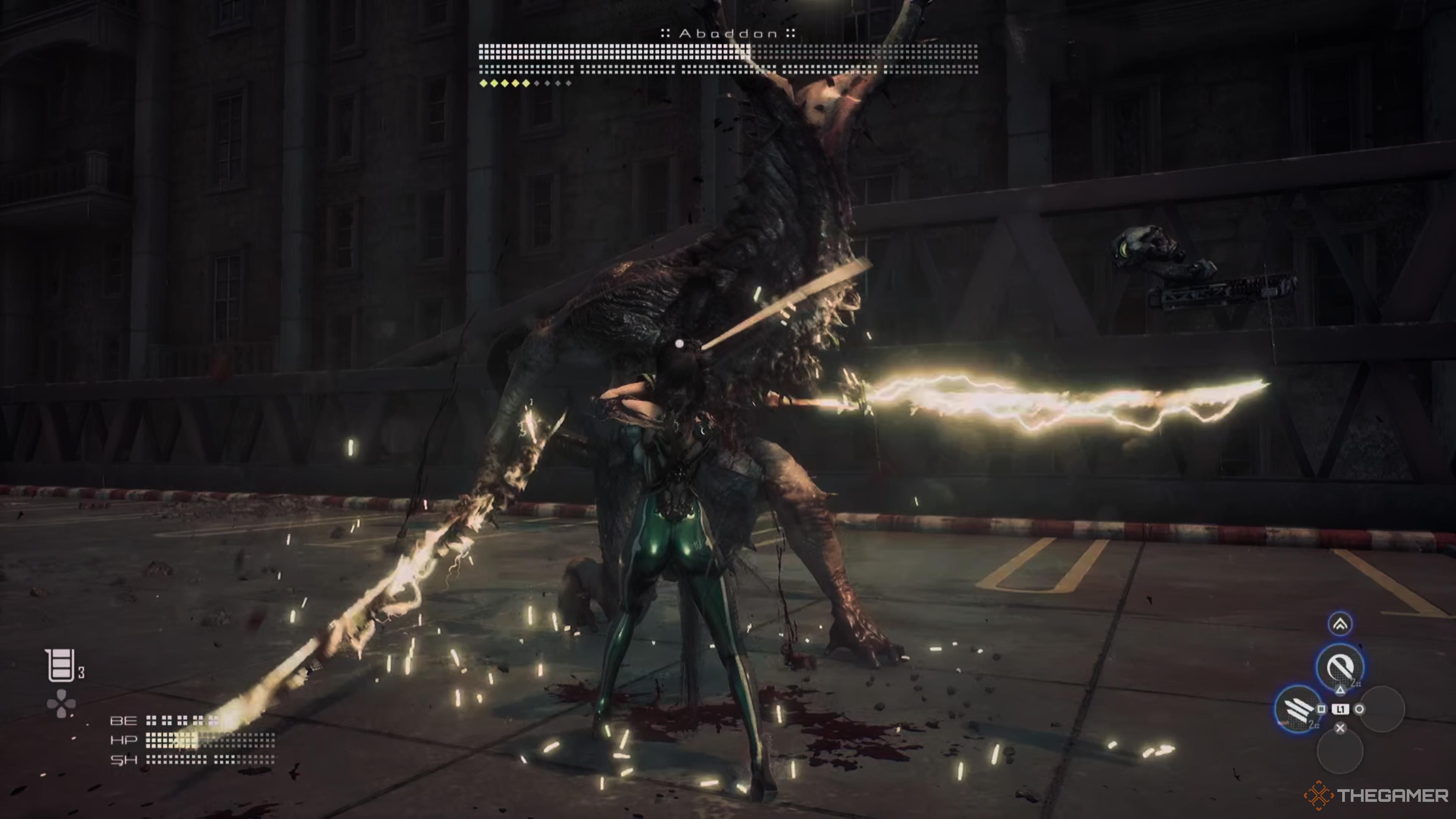 Abaddon's electric form in Stellar Blade