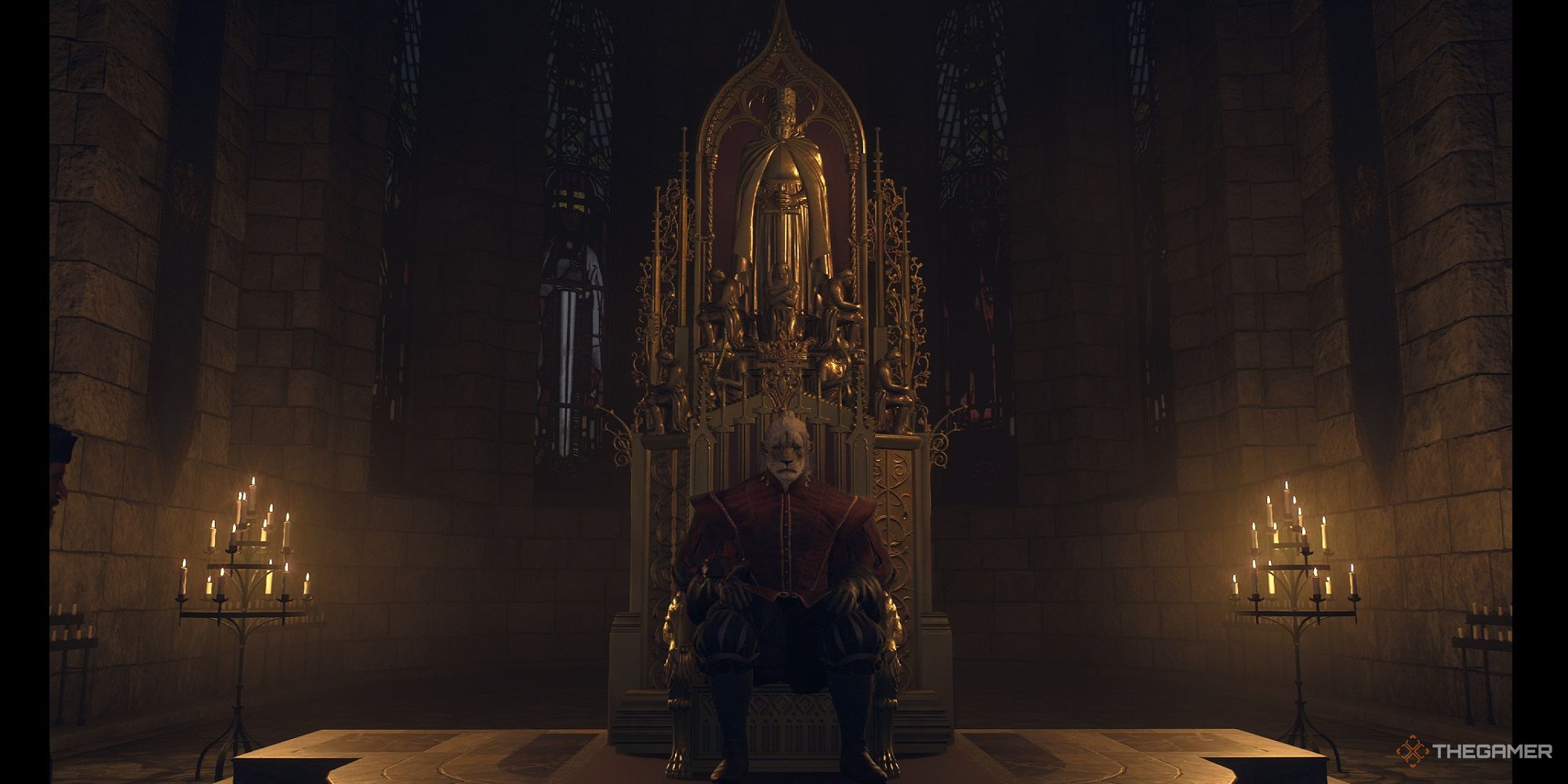 the arisen sitting on the throne at his coronation in dragon's dogma 2