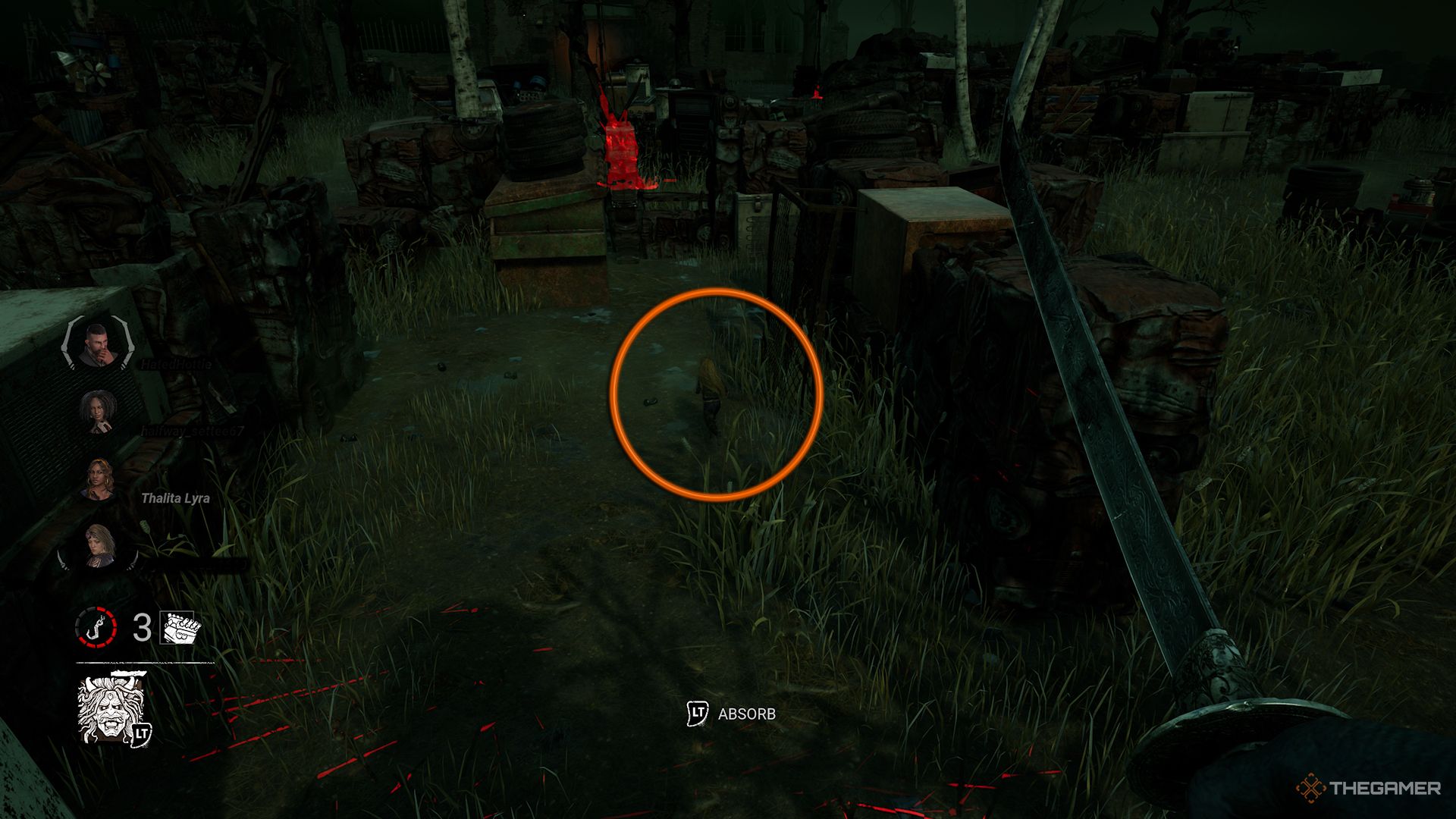 Chasing tiny survivor as a giant Oni in the My Little Oni modifier in Dead By Daylight