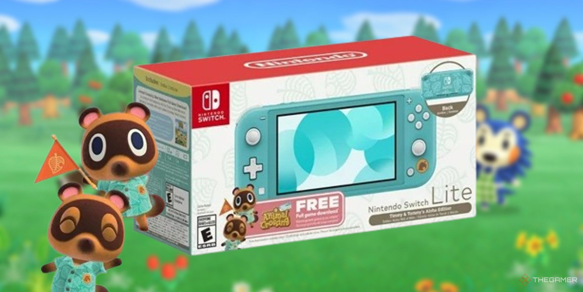 tommy and timmy with their animal crossing-themed switch lite
