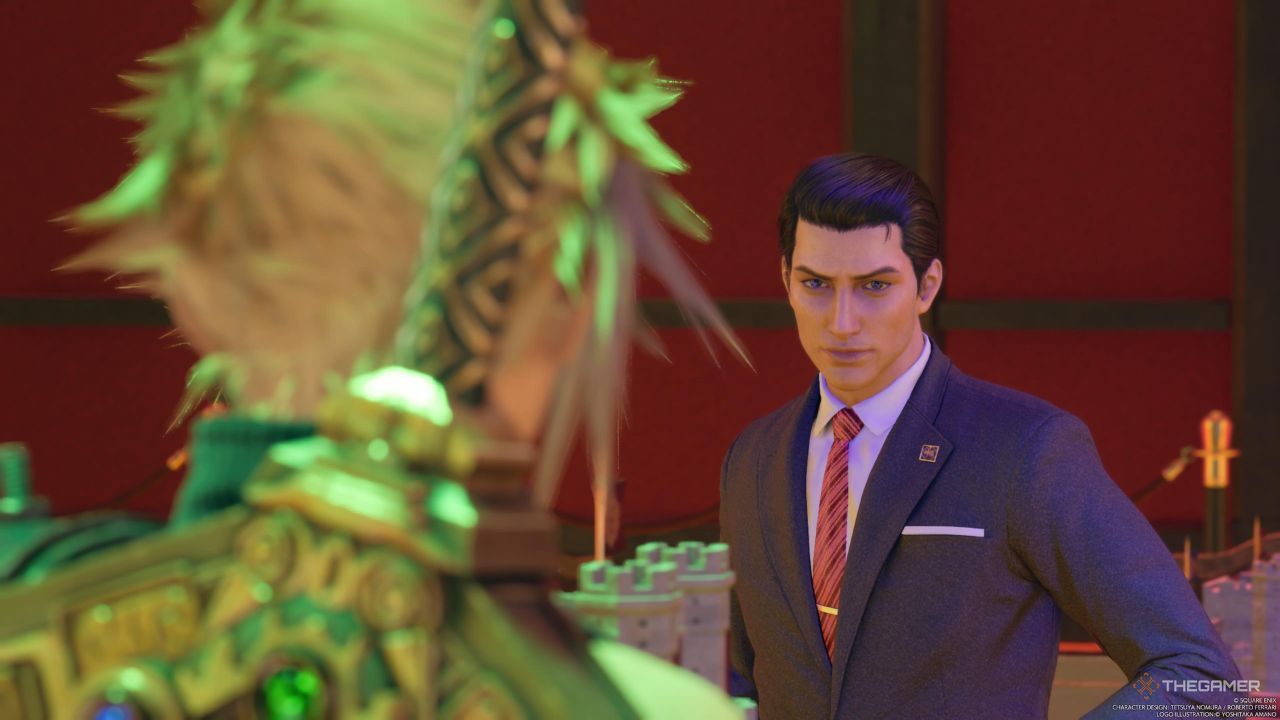 Shinra&rsquo;s Middle Manager preparing for a match of Queen&rsquo;s Blood in Final Fantasy 7 Rebirth.