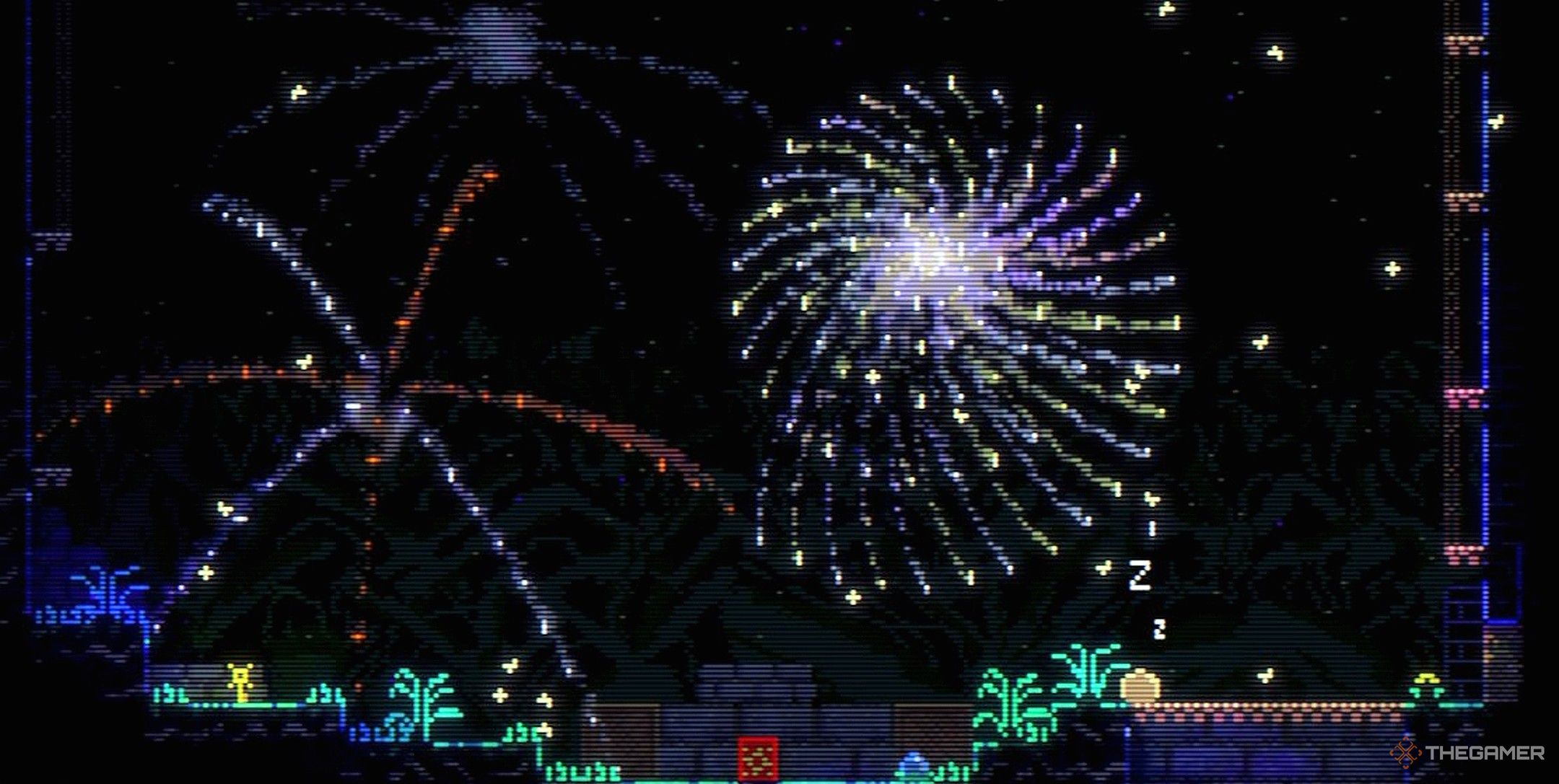 blob sleeping as fireworks kick off at the end of animal well true ending