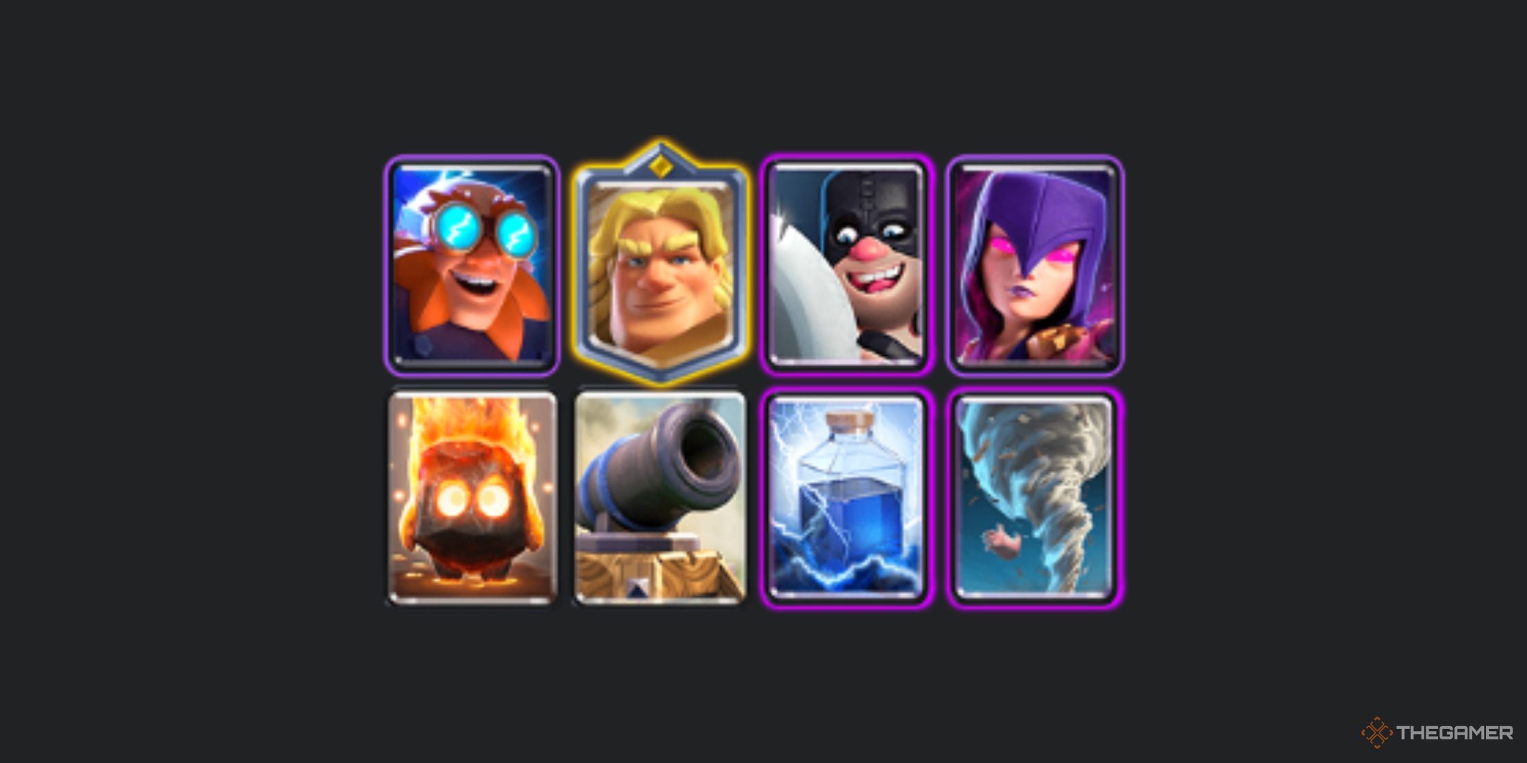 Another great deck with Clash Royale with Electro Giant, Golden Knight, Executioner, Witch, Fire Spirit, Canon, Lightning Spell and Tornado Spell.
