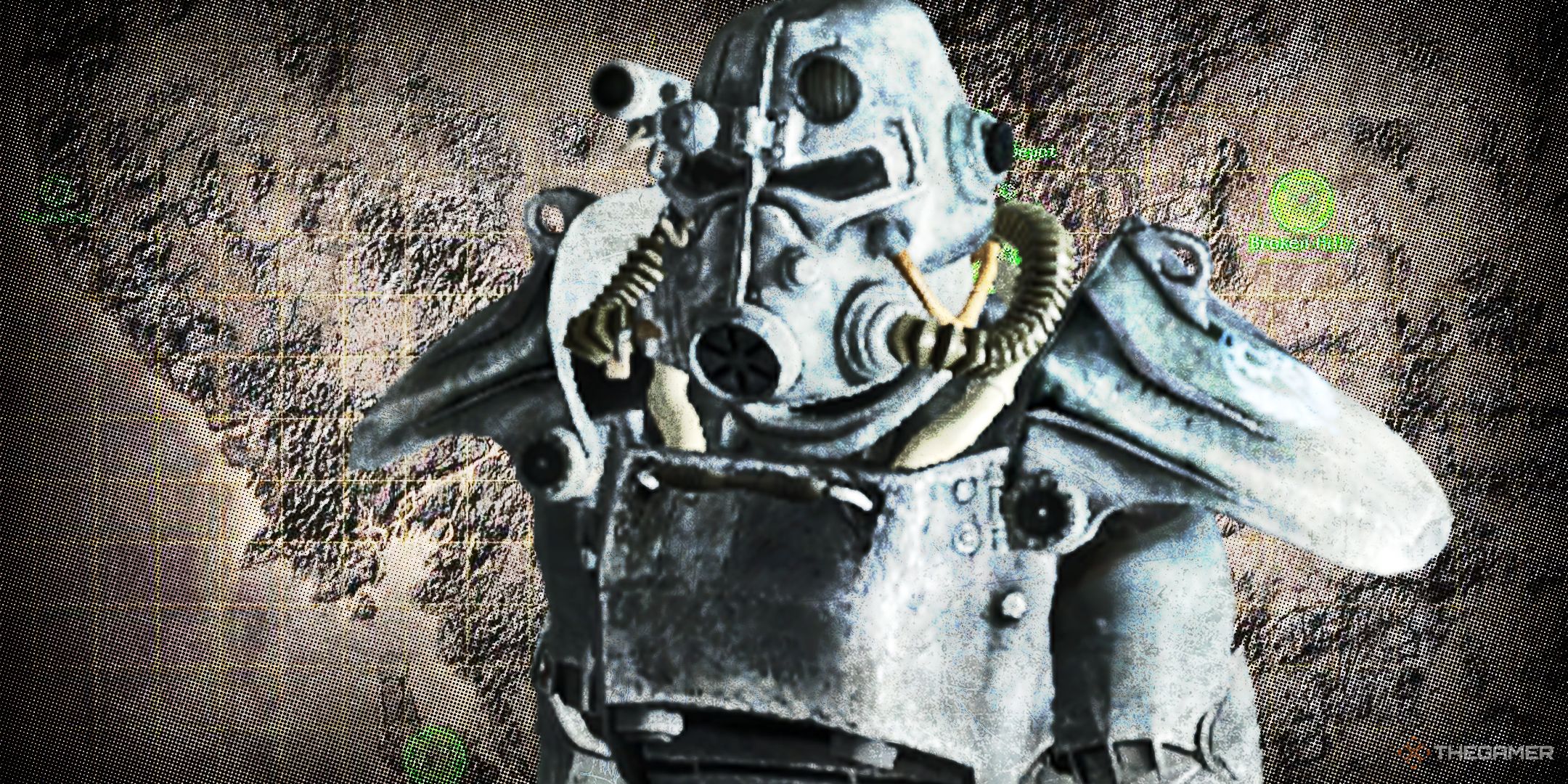 Fallout 3 power armour over Fallout 2 map