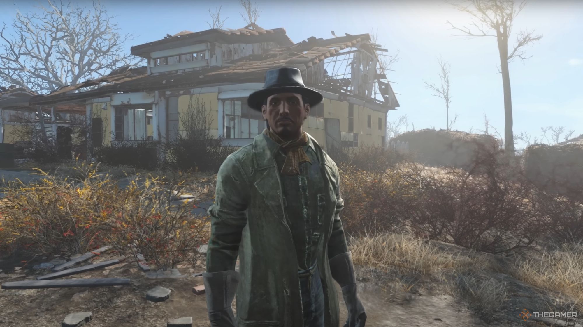 An image from Fallout 4 of Smiling Larry, a unique settler you can add to your settlements.