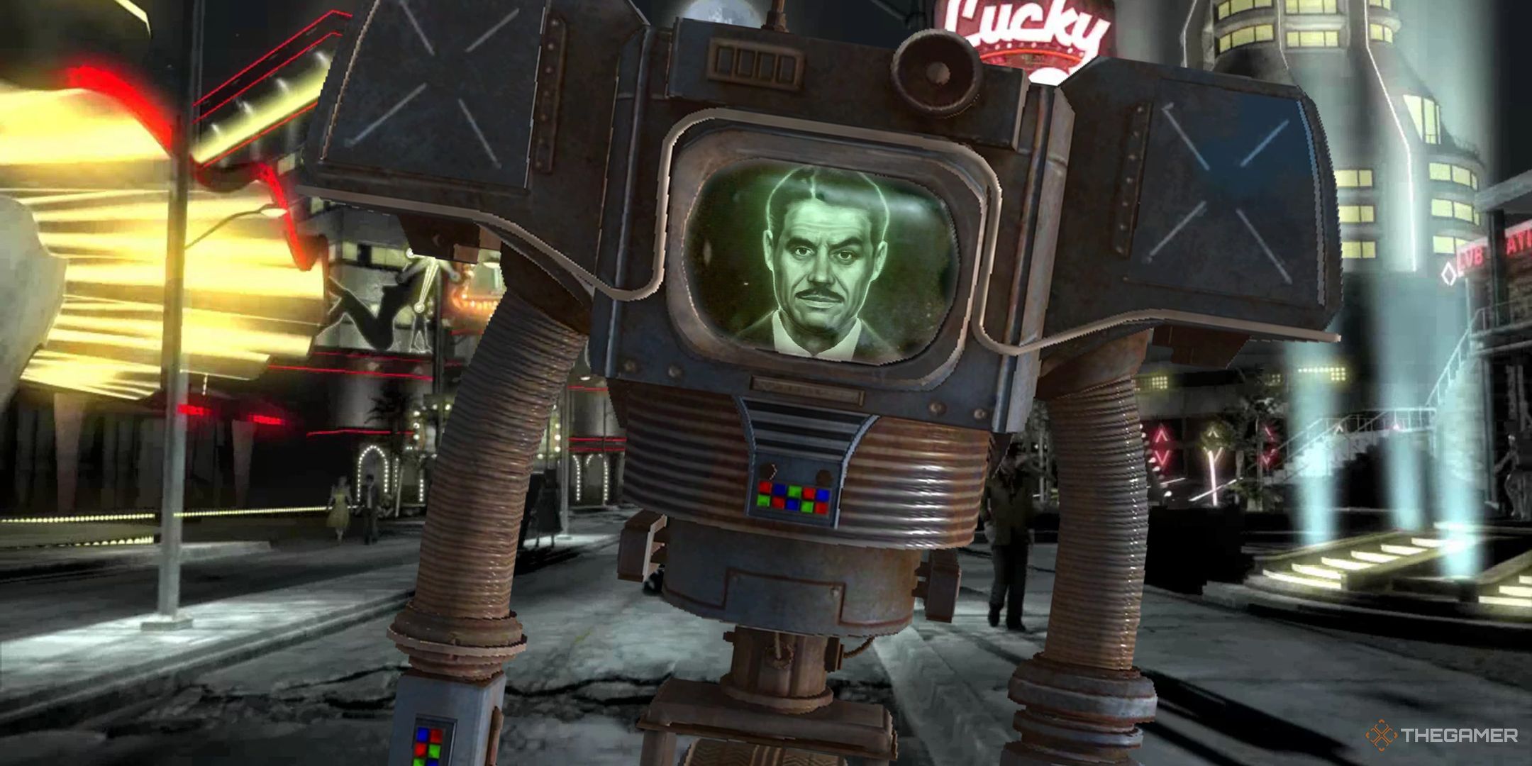 Fallout New Vegas Securitron with Mr Houses face on the Strip