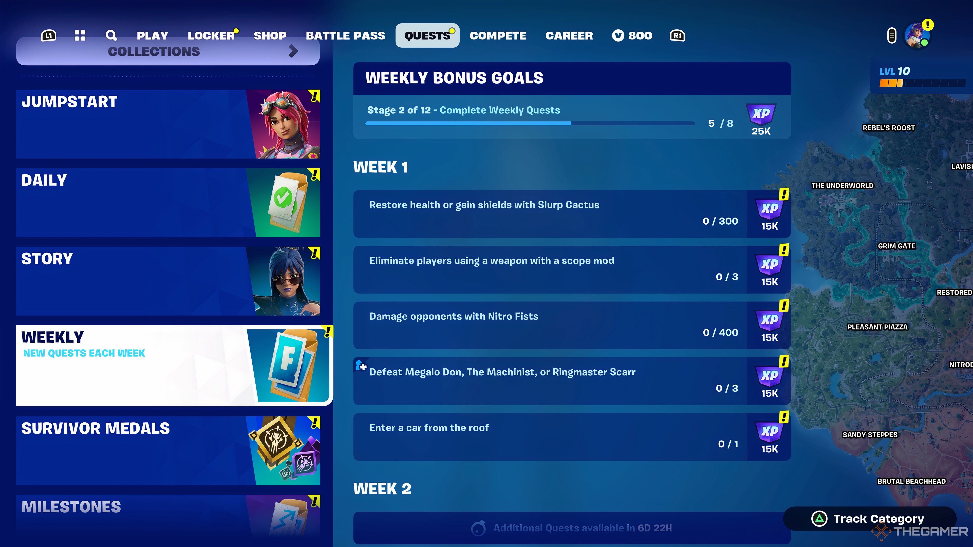 Screenshot of Week 1 quests in Fortnite Chapter 5 Season 3.