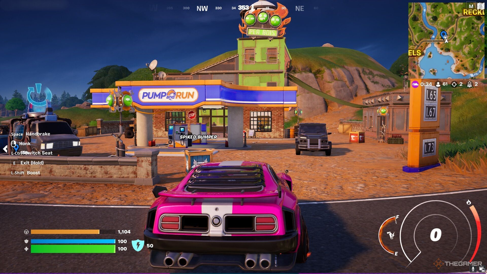 A player looking at the Vehicle Service Station building in Fortnite.